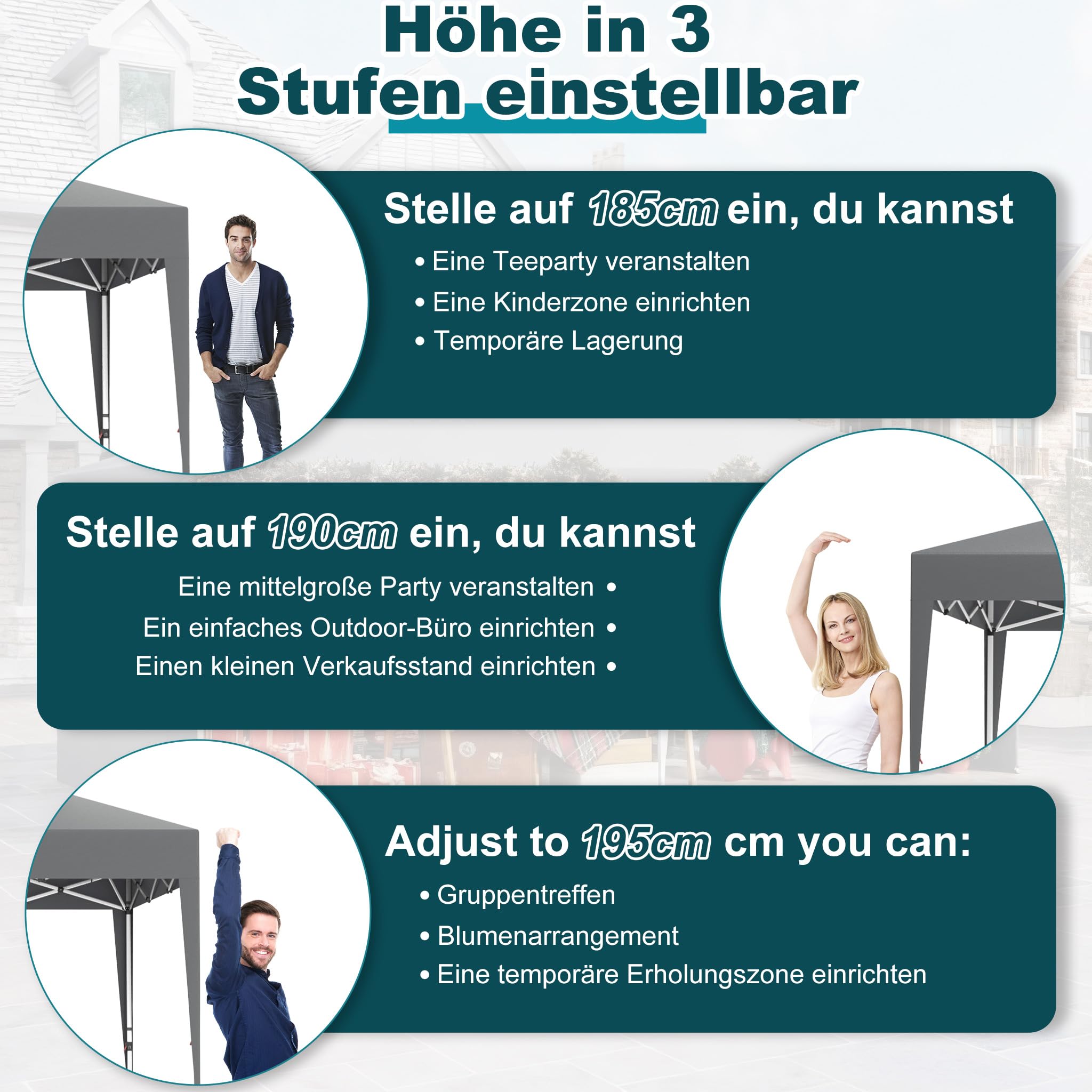 Aufun Pavillon Faltbar 3x6m, Partyzelt Faltpavillon Wasserdicht Grau