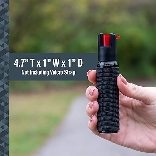 Miniatura 3 de SABRE Cyclist Pepper Spray con correa ajustable para bicicleta, 45 ráfagas, rango de 10 pies (9.8 ft), diseño de gancho y bucle extraíble para un