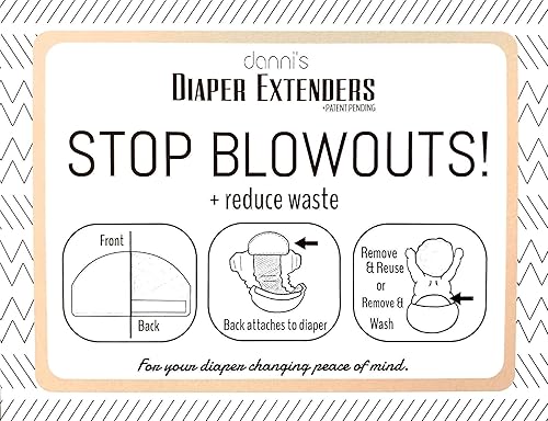 Danni's Diaper Extenders - Includes 4 Reusable and Absorbent Diaper Extender Pads - Attaches to ANY diaper! - Prevents Diaper Blowouts - Comfortable