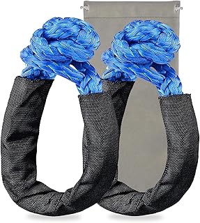Leadrise Synthetic Soft Shackle Rope 1/2 Inch X 22 Inch (38,000lbs Breaking Strength) Soft Shackle Recovery Rope for Sailing SUV ATV 4X4 Truck Jeep Recovery Climbing Towing (Blue, 2-Pack)