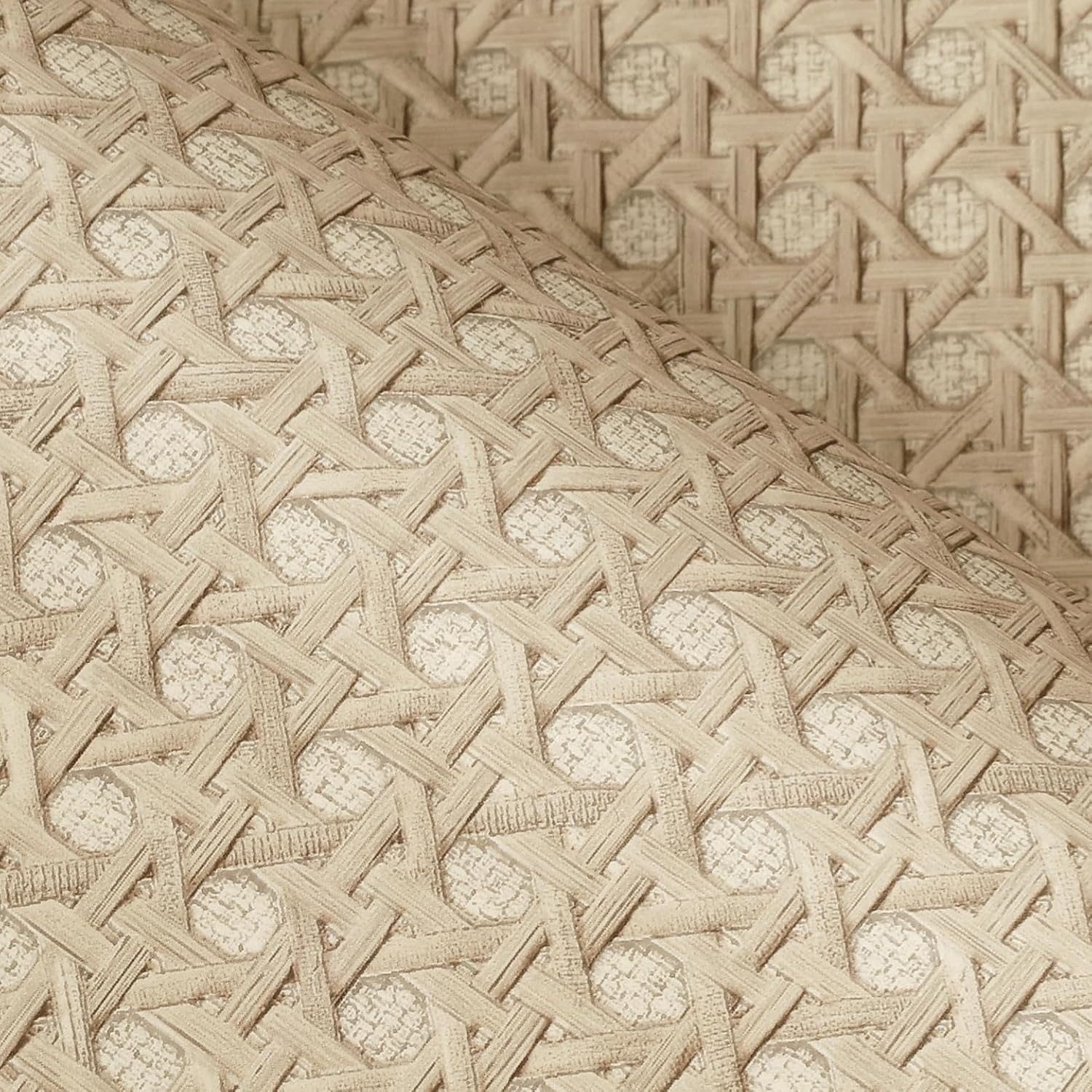 FunStick Rattan Wallpaper Self Adhesive for Walls Bedroom Taupe Brown Faux Textured Wallpaper Bathroom Cane Webbing Wicker Weave Vinyl Wrap for Furniture Pattern Cupboard Sticky Back Plastic 30CMx5M
