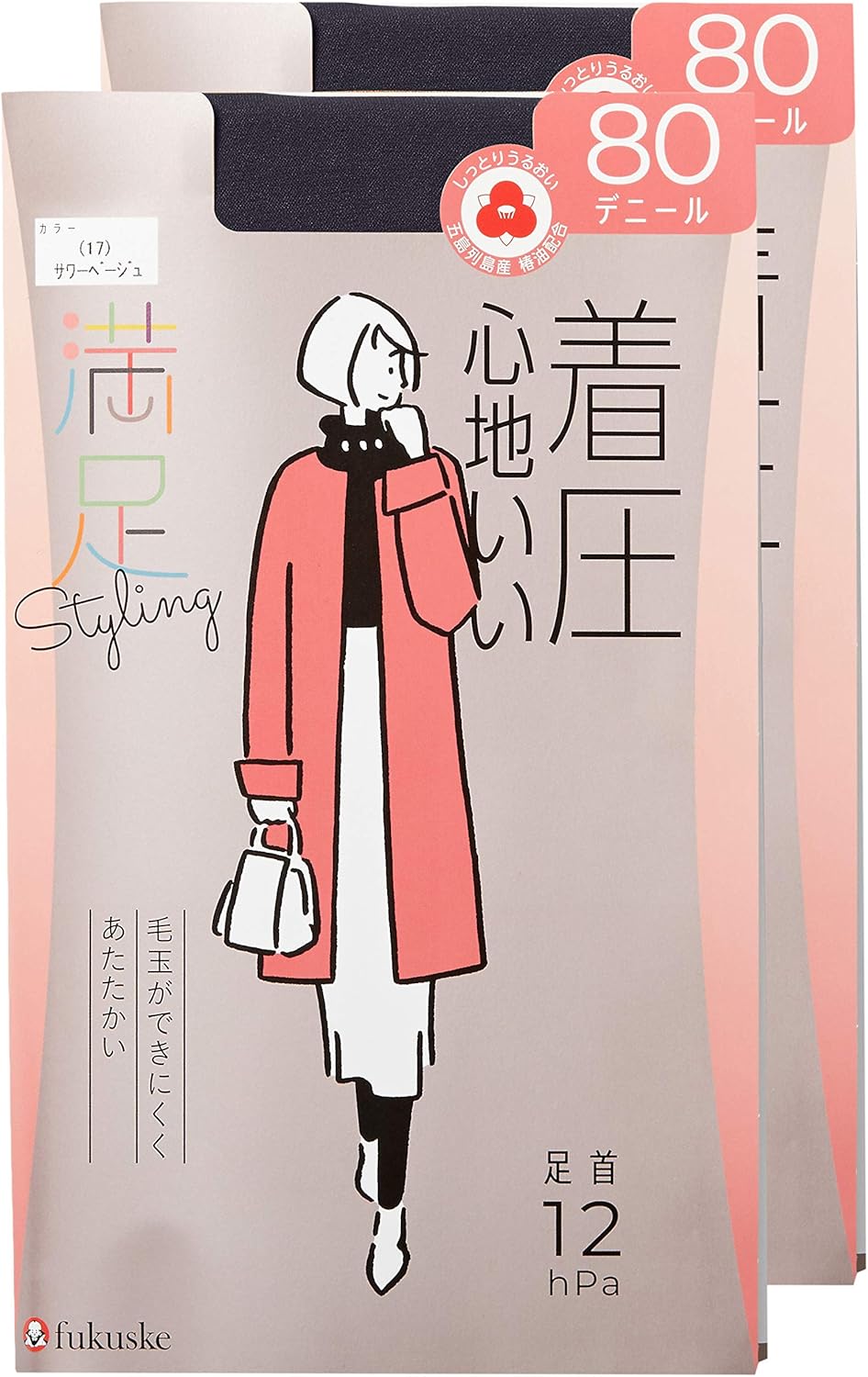 スタイリング満足80デニール着圧タイツM～Lサイズ：黒2点と