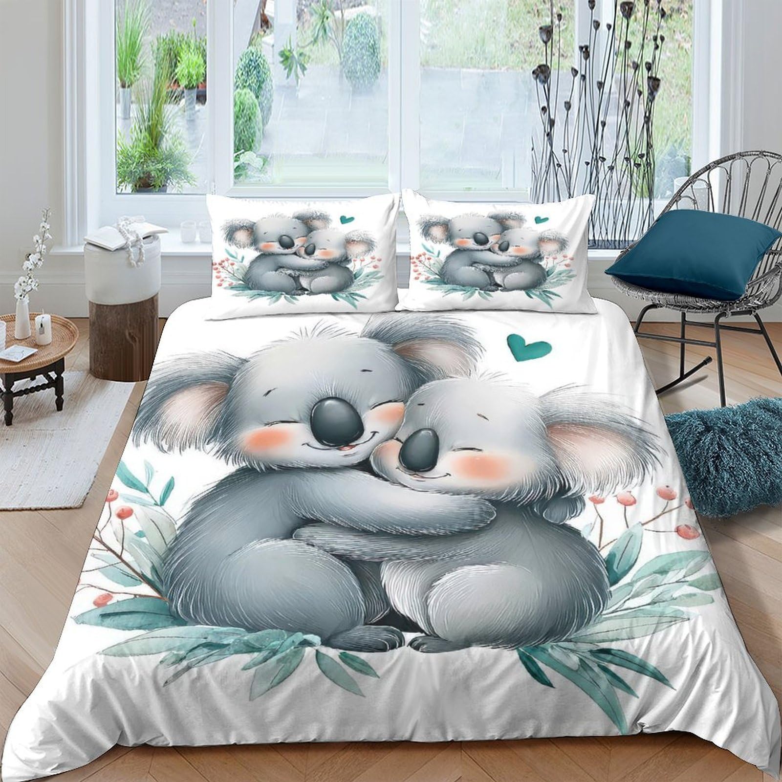 Ctjqhvkz Style-5 3D Printed Cute Koala Fitted Sheet Microfiber Soft Cartoon Animal Bed Sheet For Bedroom Dorm Mattress Protection Decor Single（135X200cm）
