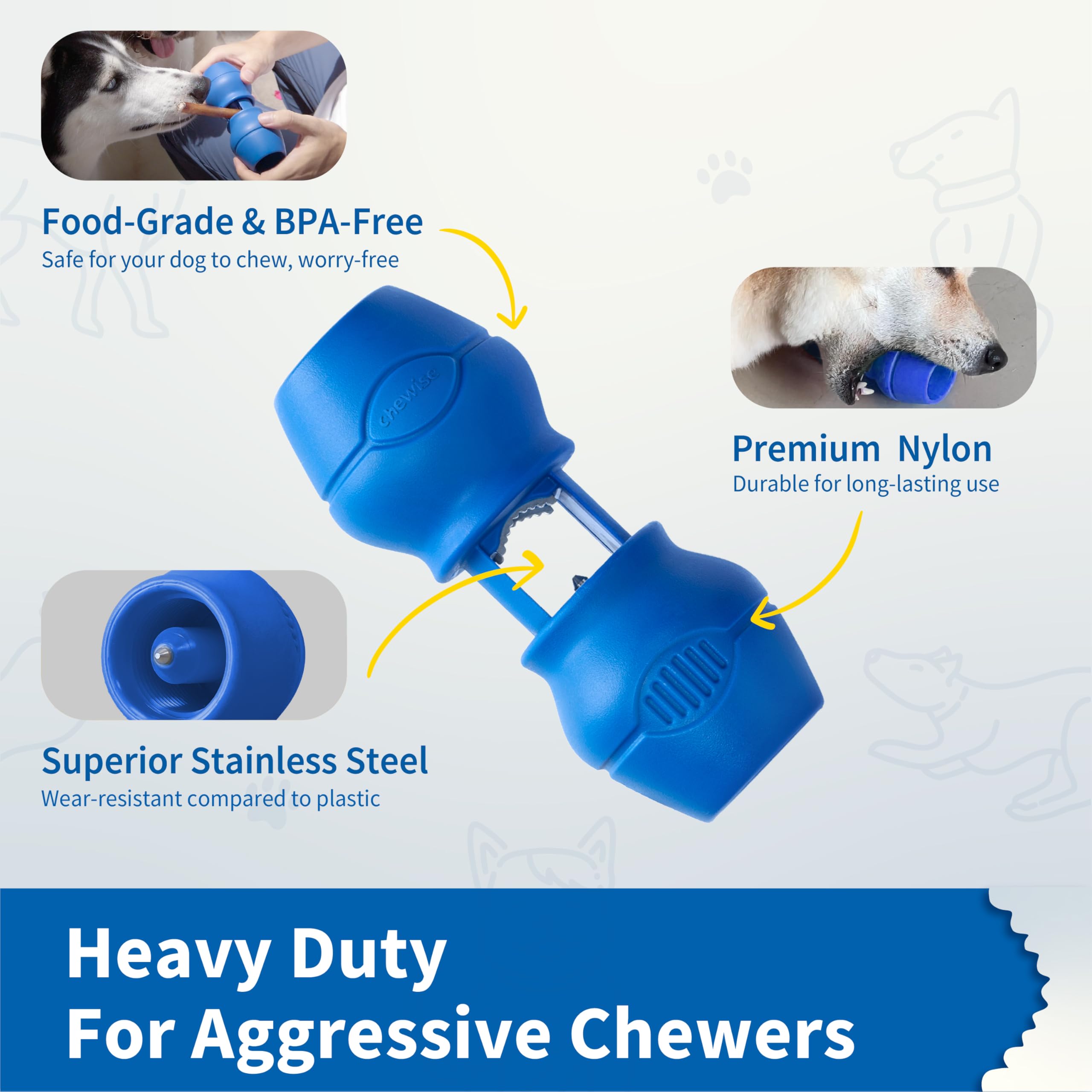 Chewise Supporto per Bastoncini da Masticare per Cani, versione migliorata, resistente e sicuro, dispositivo BPA-free per prevenire il soffocamento, compatibile con vari bastoncini e taglie di cani