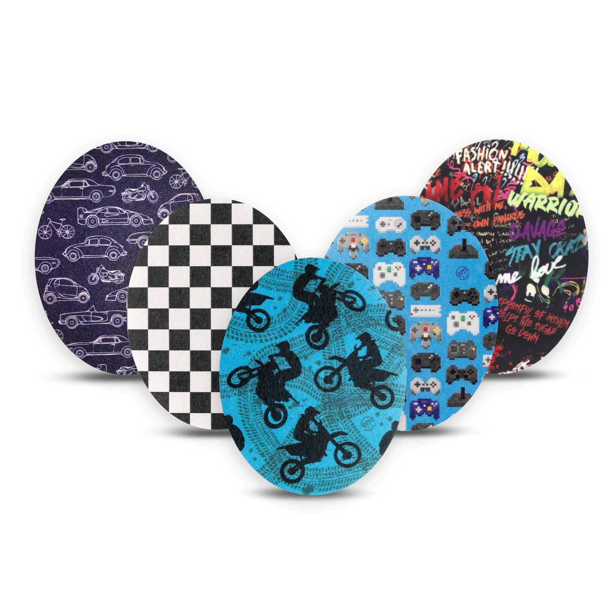 ExpressionMed - Adhesive Patch for Oval (5-Pack) - Made in The USA, Waterproof, Split Backing, CGM Tape (Adventure Seeker Variety Pack)