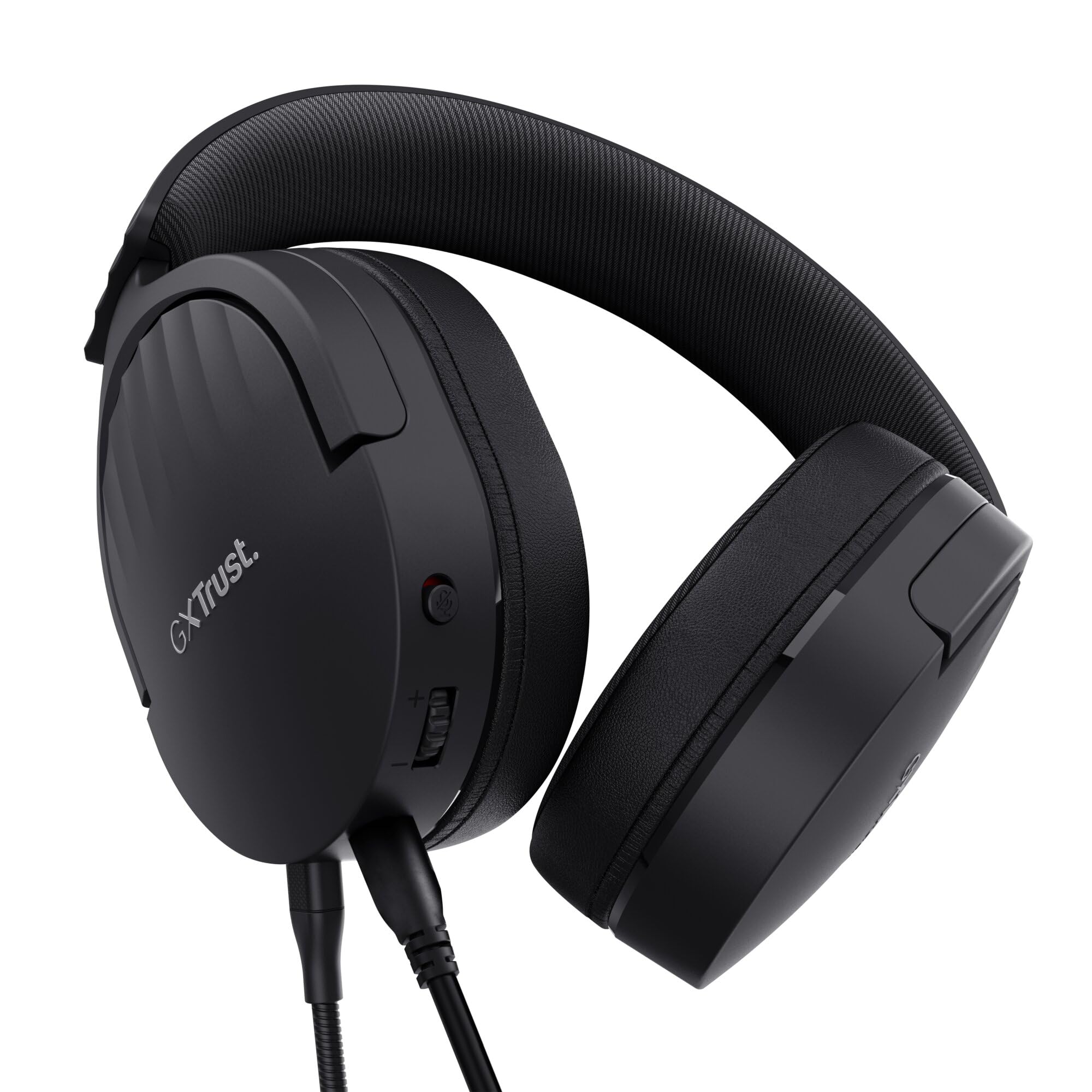 Trust Gaming GXT 489 Fayzo Cascos Gaming para PC, PS5, PS4, Xbox Series X|S, Switch, Mobile, 3.5 mm, 85% Plástico Reciclado, Auriculares Over-Ear Micrófono con Cancelación de Ruido - Negro