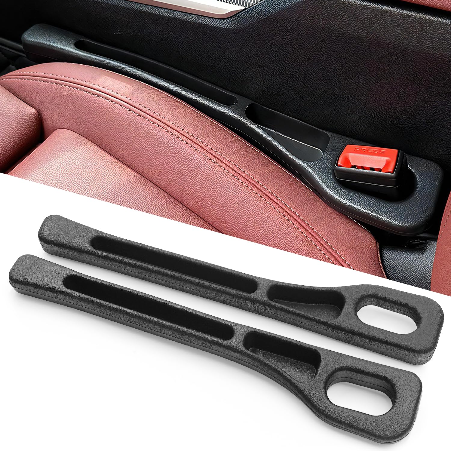 Car Seat Gap Filler Set, 2 Pieces Car Seat Gap Organiser Storage Box, Universal Seat Side Gap Filler, Vehicle Mounted Gap Leak Proof Filling Strip for Most Models of Cars-image-15