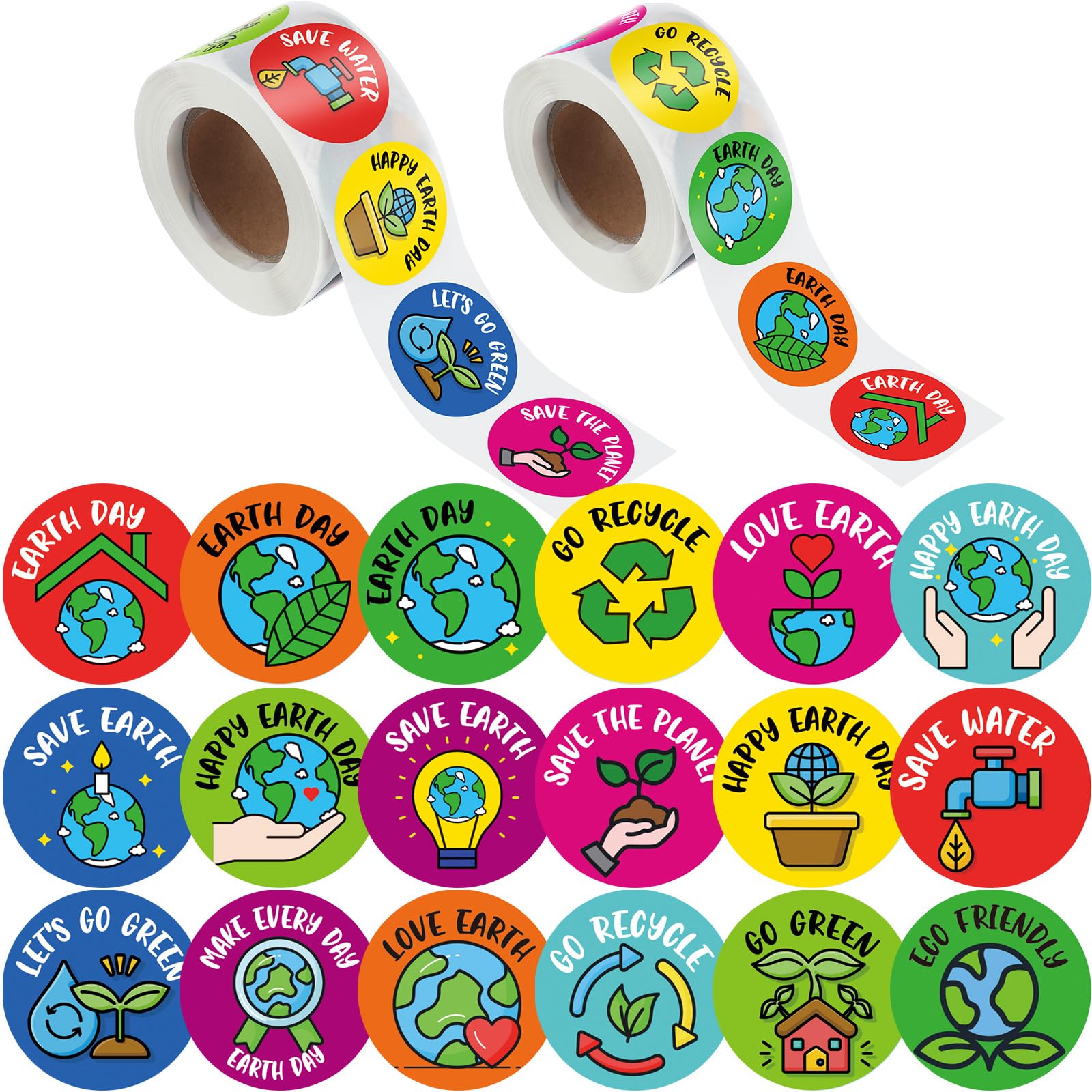 Outus 810 Pieces Earth Day Roll Stickers Environmental Protection Roll Sticker Save The Earth Decals Child Educational Labels for Laptop Notebook Luggage Car Classroom Decor for Kids Students