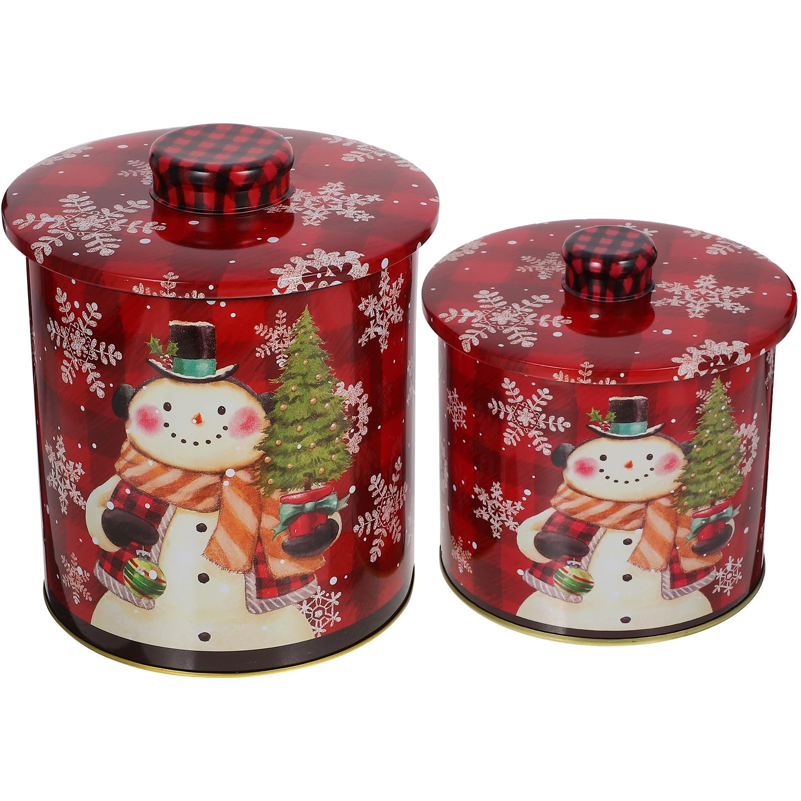 TOPPERFUN 2 Pezzi Barattoli in Latta per Biscotti e Caramelle Scatole Regalo Natalizie con Coperchio Contenitori Decorativi in Lamiera Robusta per Biscotti Danesi e Dolci per Feste e