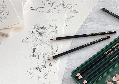 Miniatura 7 de Faber-Castell Pitt - Juego de lápices mate de grafito, lata de metal de 6 lápices de grafito, juego de lápices de dibujo y dibujo (B, 4B, 6B, 8B,