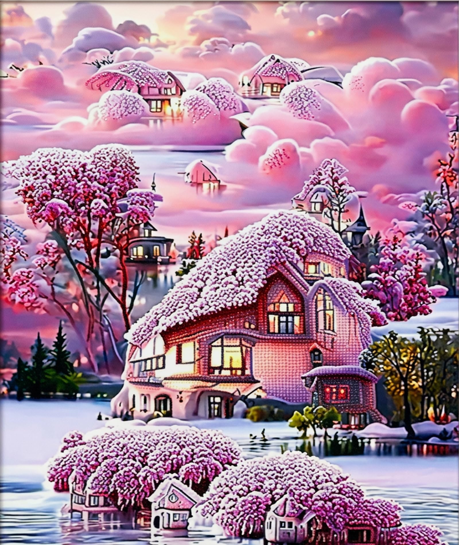 5D Diamond Painting Kits for Adults, Flower Diamond Art House Diamod Art Painting Kits for Beginner, Round Full Drill Crystal Art Paintings for Home Wall Room Decor, Gifts for Women 30x40cm-image-21