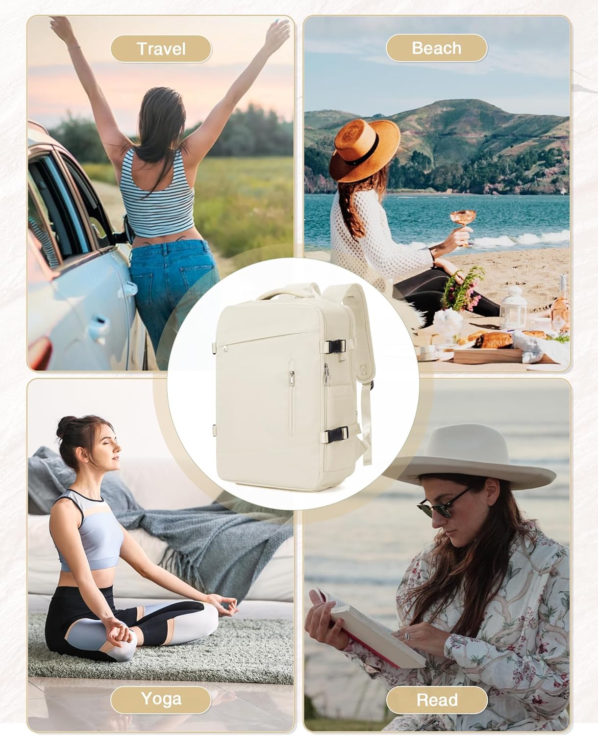 Travel Backpack with Vacuum System Women, Waterproof Vacuum Backpack with Pump, Compression Bags Travel Backpack Carry on Flight Approved, Mochila de Viaje Compresion al Vacio Men(beige) - Image 9