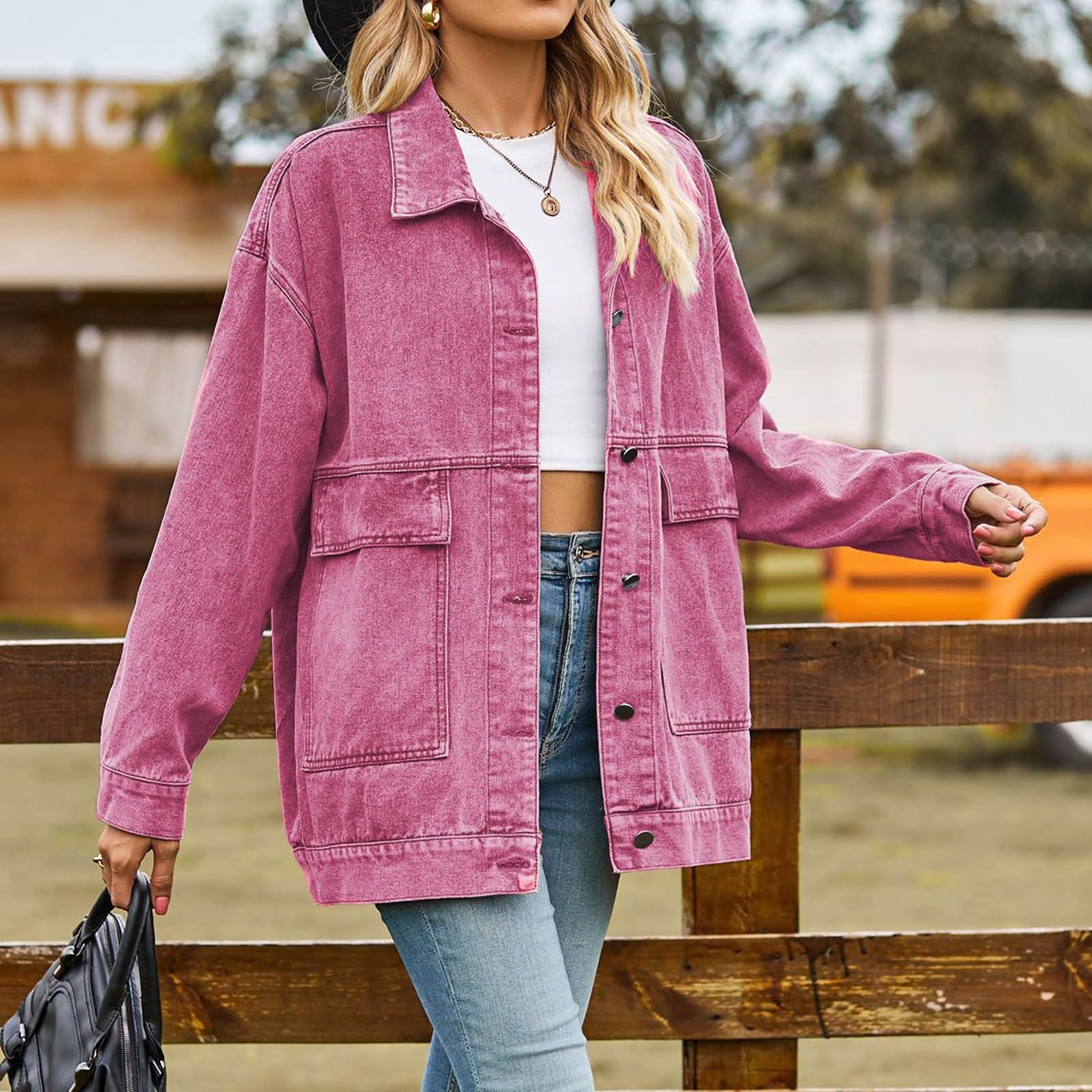 Chaqueta Vaquera Mujer Oversize, Chaqueta De Mezclilla Elástica Chaqueta Vaquera Larga Mujer De Gran Tamaño Con Bolsillo De Manga Larga Cazadora Mujer Entretiempo Chaqueta Aviador Para Primavera Otoño