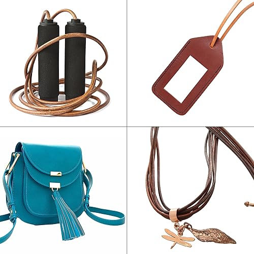 Miniatura 6 de The Beadsmith Cordón de cuero, negro, carrete de 0.059 in, 25 yardas, 75.0 ft, tanga de cuero indio ideal para trenzar, cuentas, collares, cordones