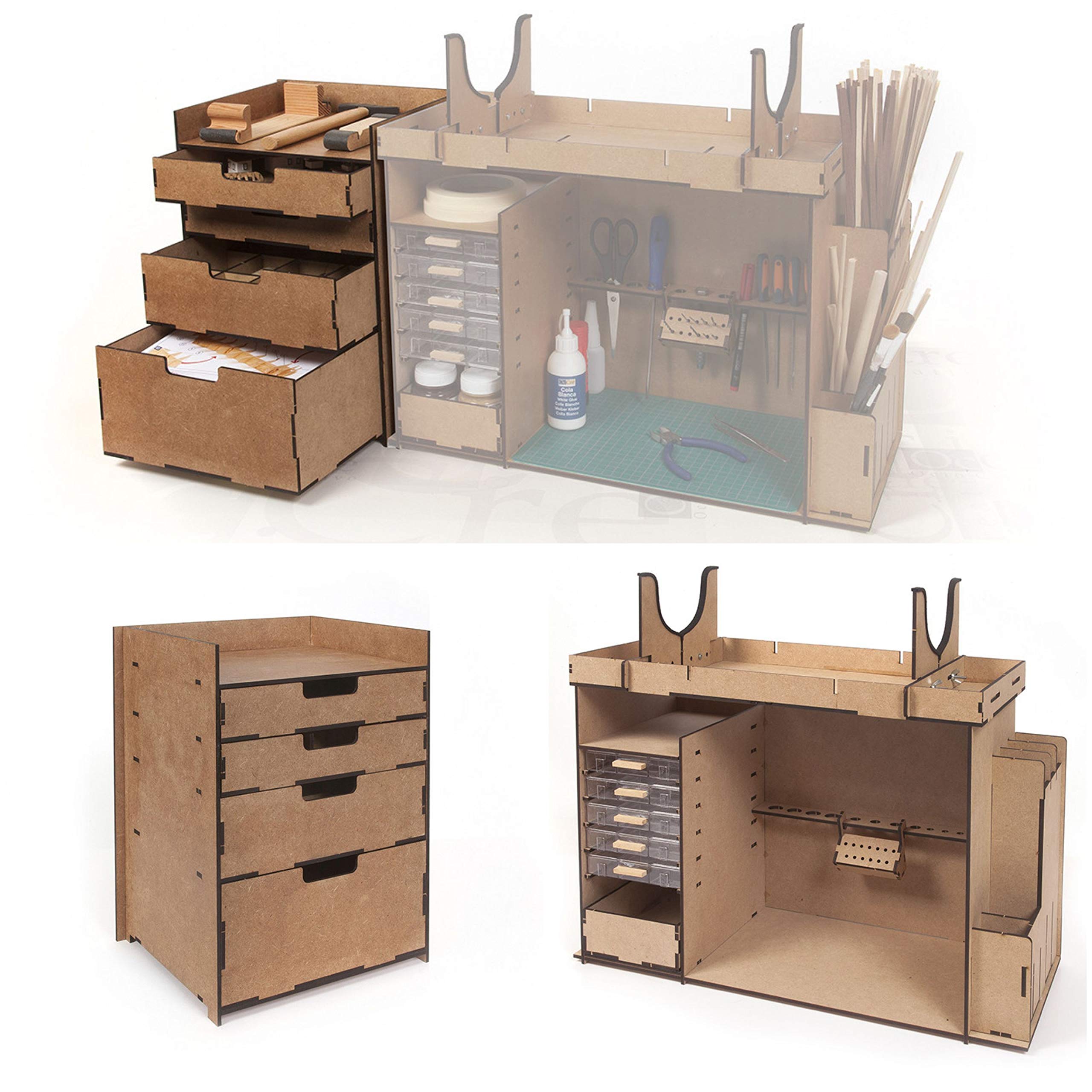 Taller mueble organizador + módulo cajonera