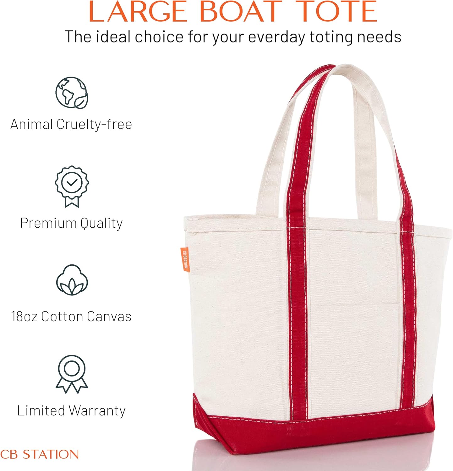 CB STATION Medium Classic Canvas Tote Bag for Women, Top Zipper Closure, Outer Pocket, Daily Essentials, Groceries, Traveling - Image 3