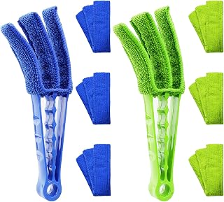 2 Pack Window Blind Cleaner Duster Tool with 6 Each Microfiber Sleeves, Blind Cleaner Tools for Window Blinds, Jalousie Shutter, Air Conditioner