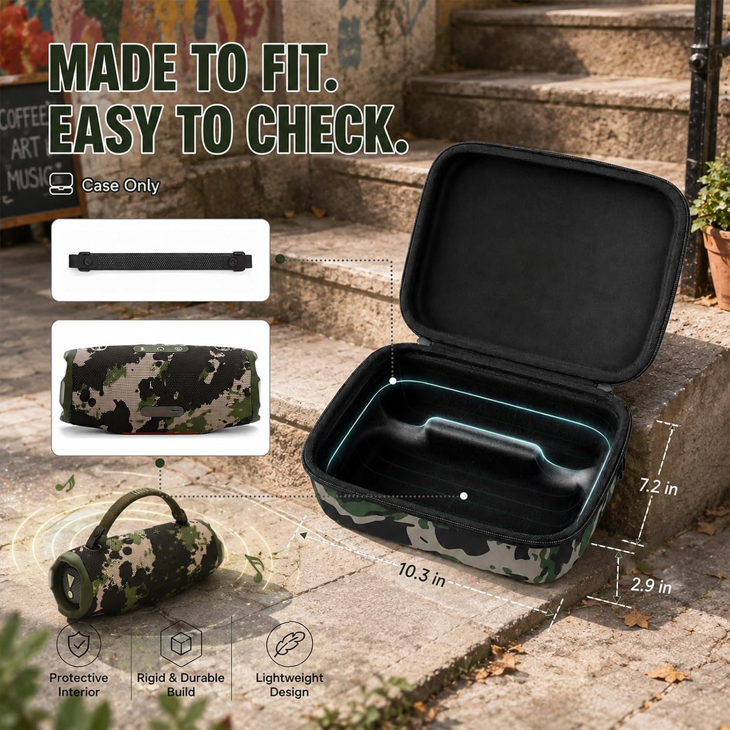 Comecase Speaker Case for JBL Charge 6, Handle-On Storage, Shoulder Strap image 3
