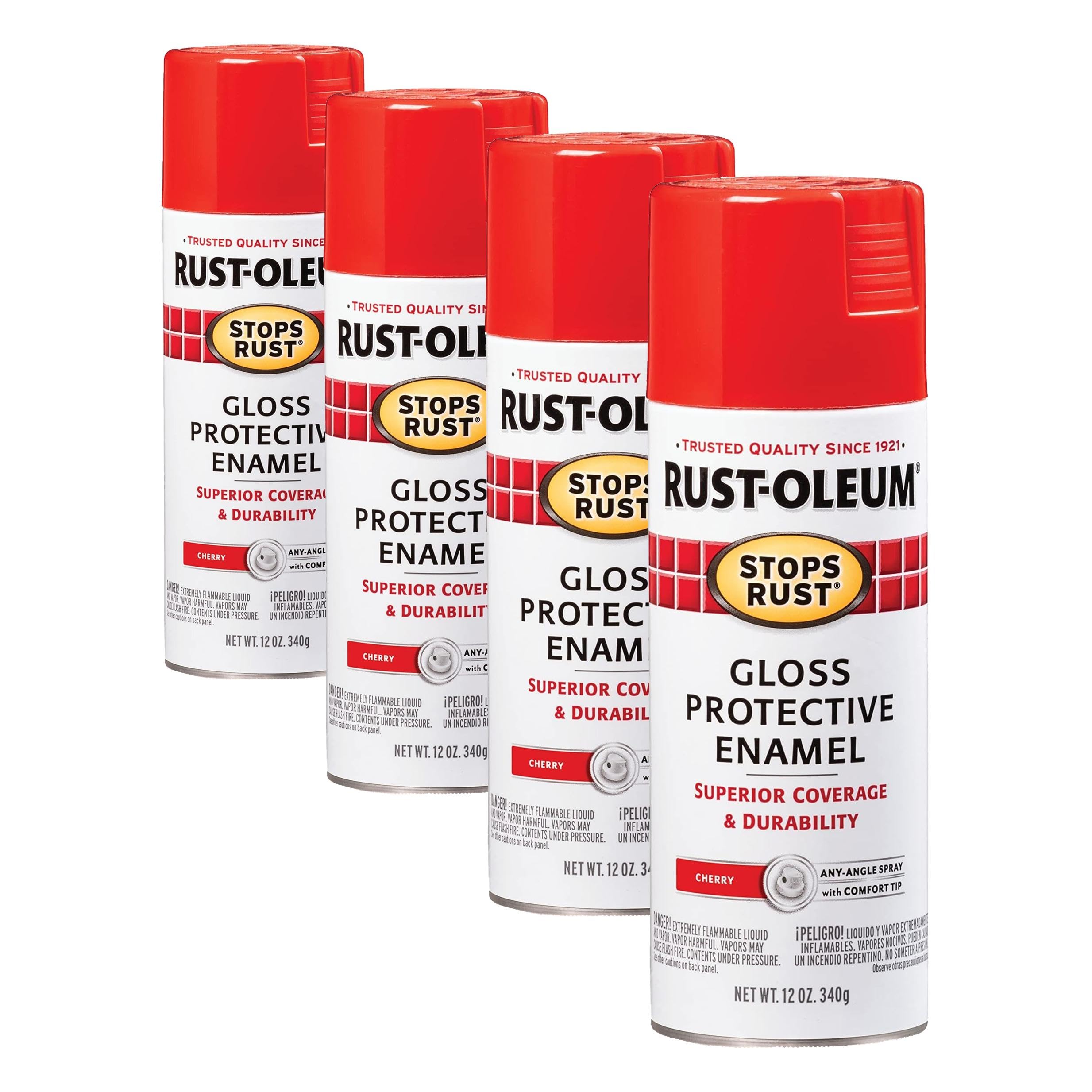 Rust-Oleum 248568 Stops Rust Spray Paint, 12 oz, Gloss Cherry (Pack of 4)