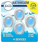 Febreze Bathroom Air Freshener, Odor-Fighting, Plug In Alternative, Air Fresheners for Home and Bathroom and Kitchen, Closet Air Fresheners, Linen & Sky Scent, 4 Count