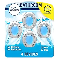 Bathroom Air Freshener, Odor-Fighting, Plug In Alternative, Air Fresheners for Home and Bathroom and Kitchen, Closet Air Fresheners, Linen & Sky Scent, 4 Count