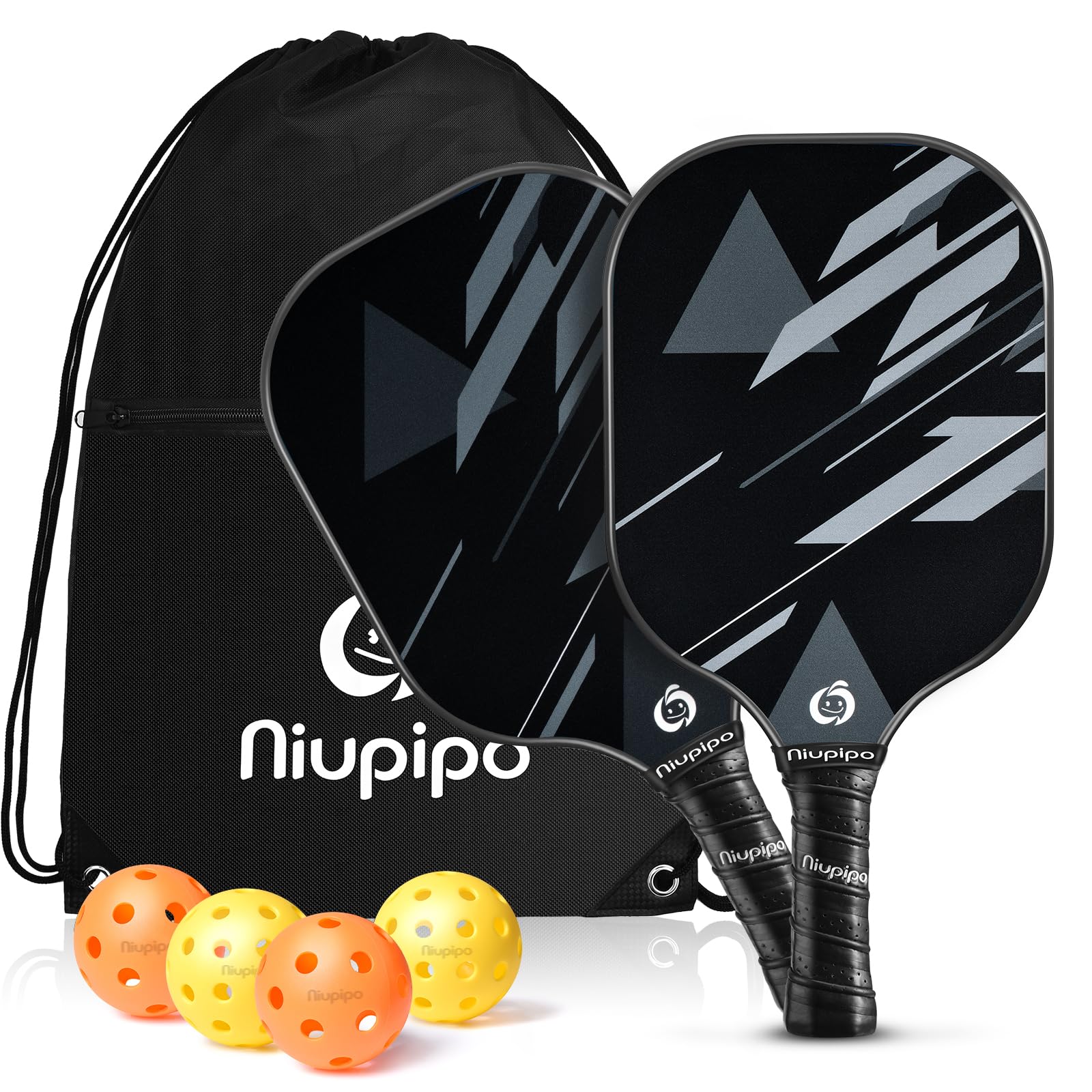 niupipo carbon fiber pickleball paddles with a carry bag