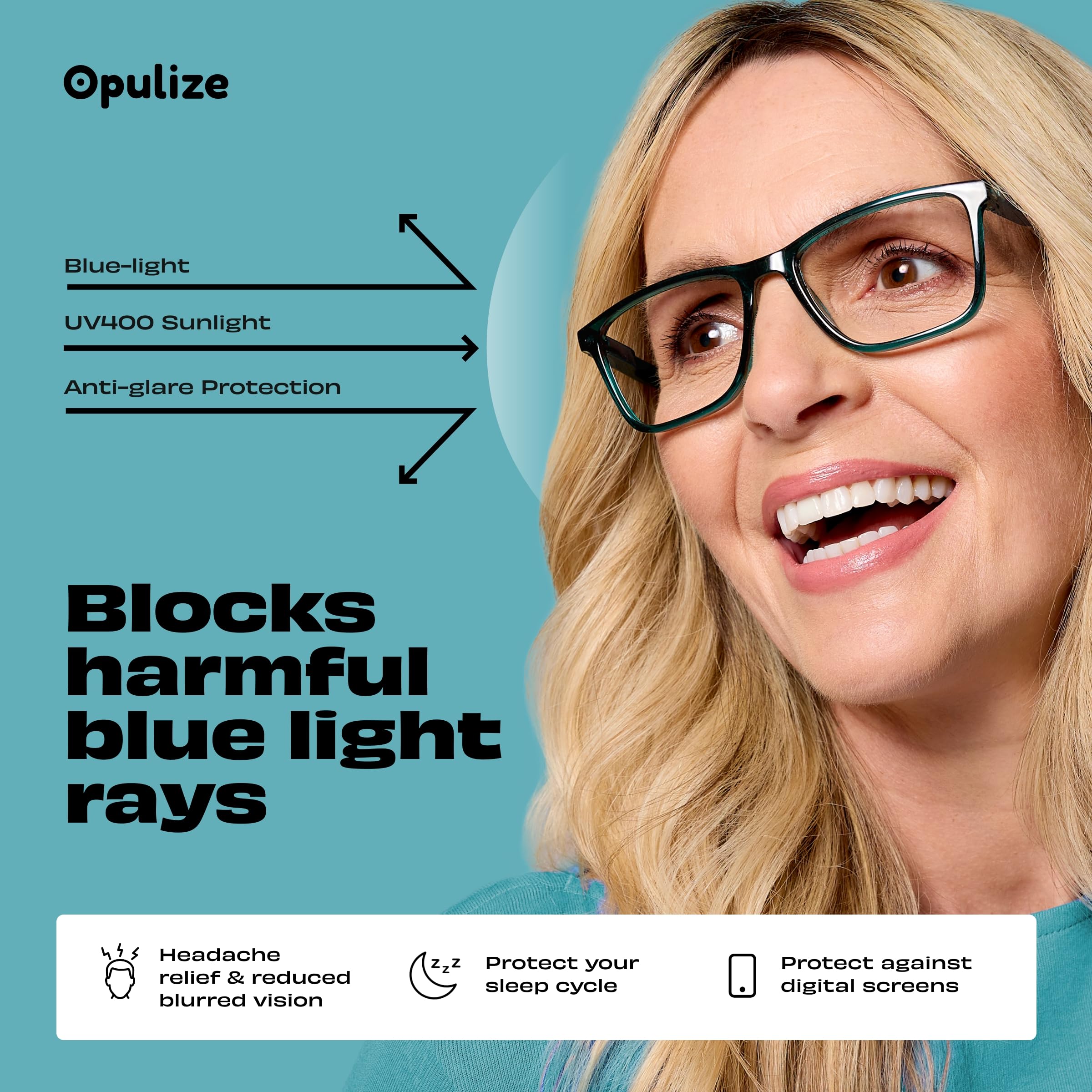 OPULIZE NYX Gafas de Lectura de Bloqueo de Luz Azul para hombre y mujer, Lentes Antideslumbrante para ordenador - Paquete de 2 - Protección UV - Negro - + 1,50