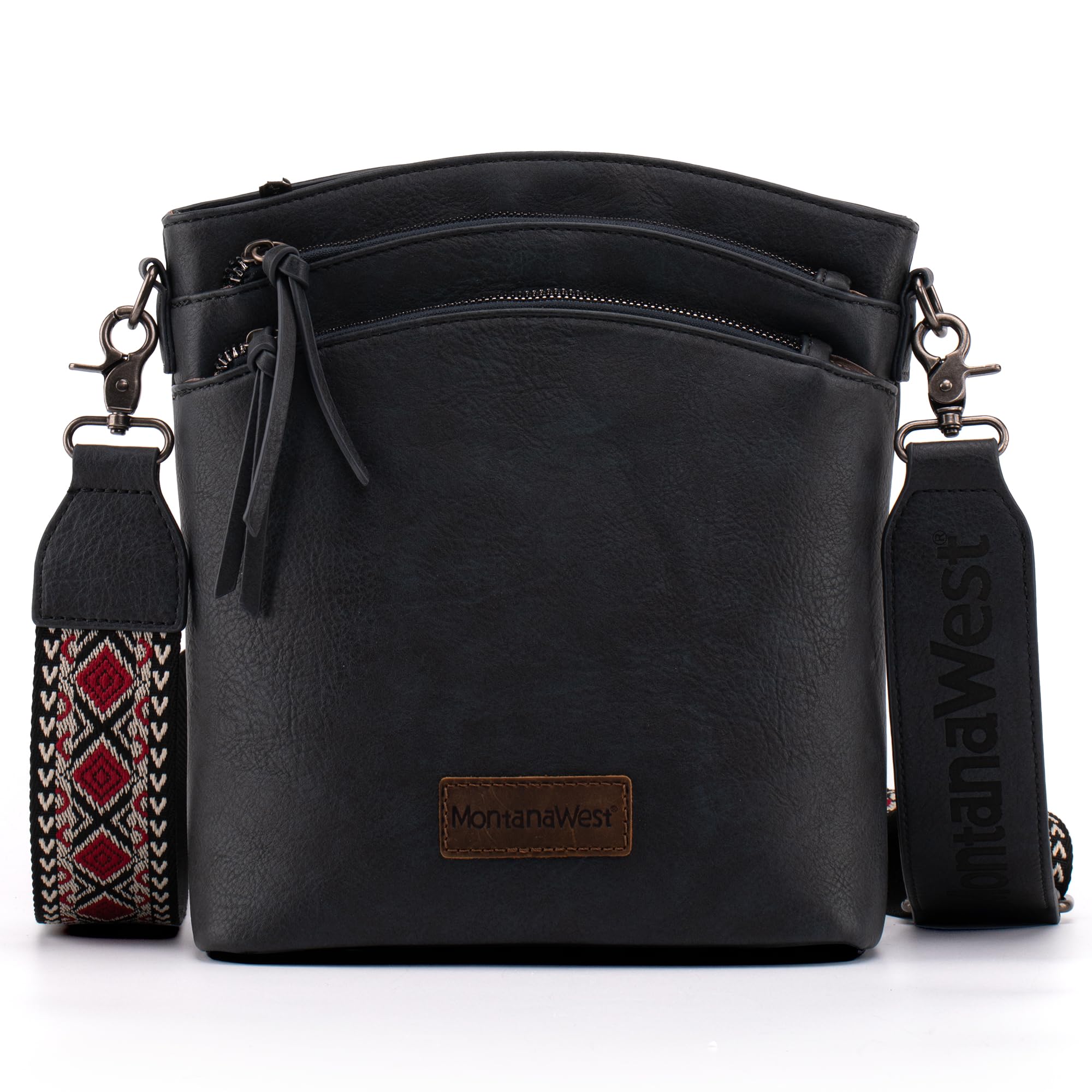 Montana West Multi Zip Pocket Large Crossbody Bag With Guitar Strap