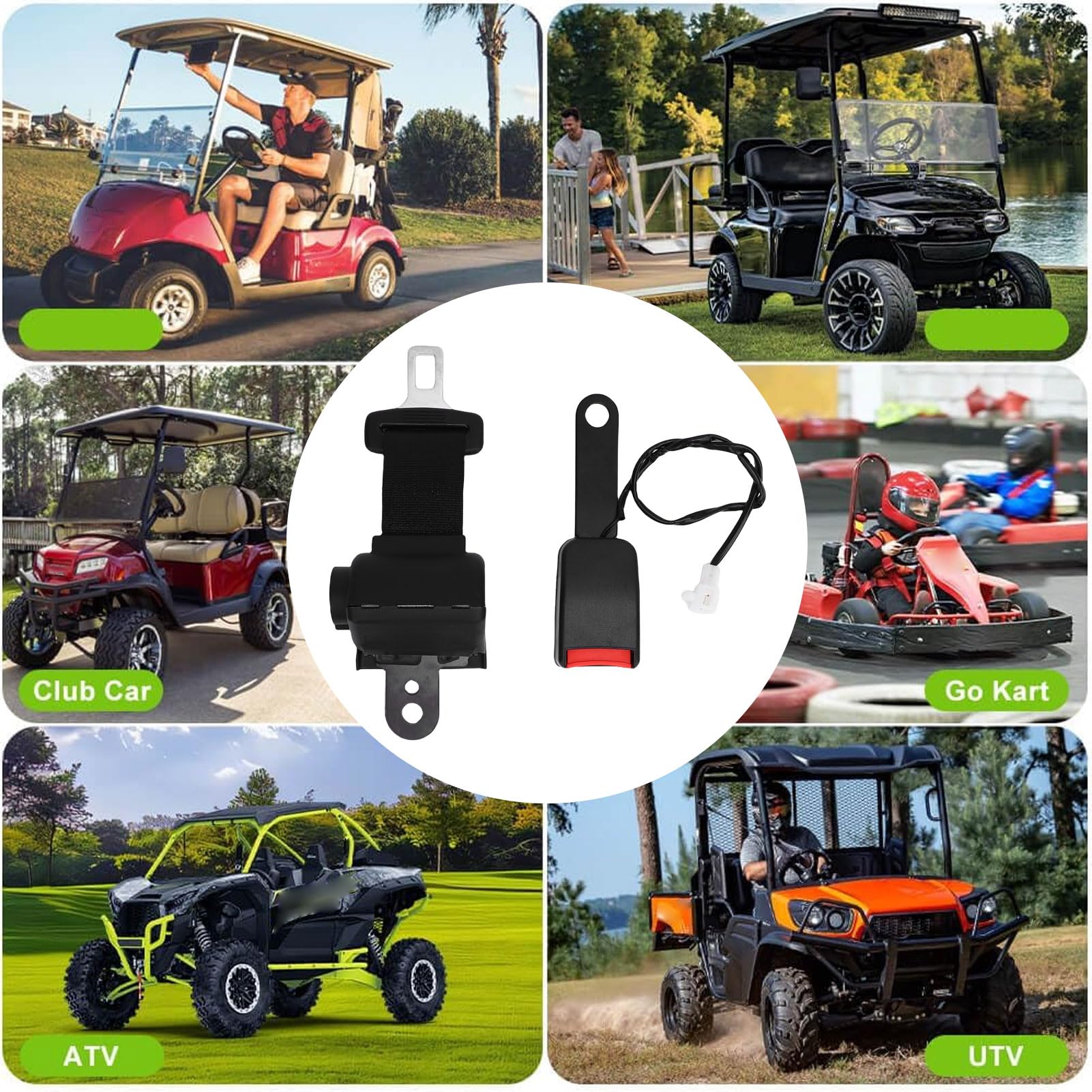 VBESTLIFE Ceinture de sécurité Universal Forklift, 2 Points Pointus S'adaptent à la Tondeuse de Tracteur Buggy Rétractable 43.3 Pouces