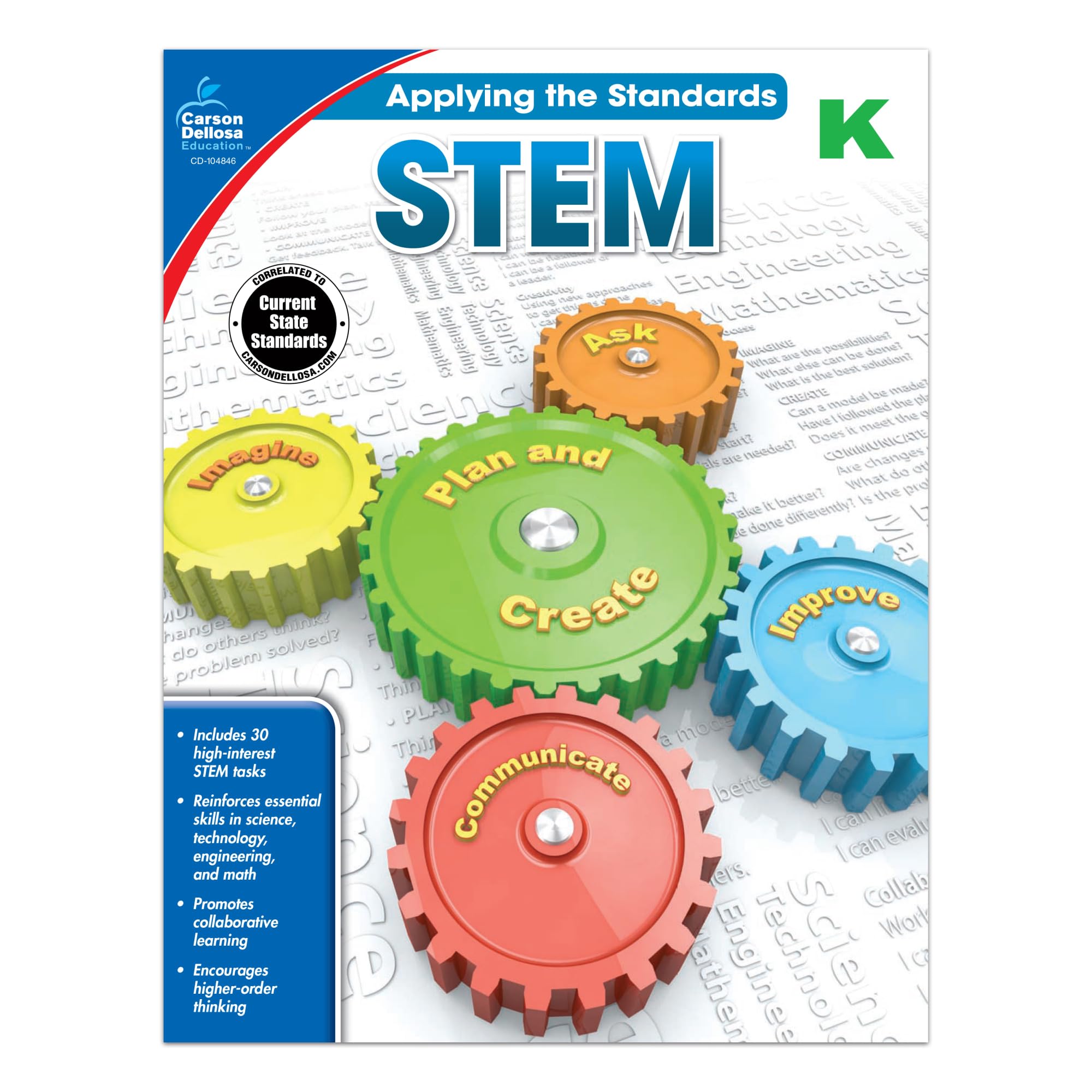 Carson Dellosa STEM for Kids Kindergarten Workbook, Activity Book With 30 Science, Technology, Engineering, and Math Activities, Classroom or Homeschool Curriculum (Applying the Standards)