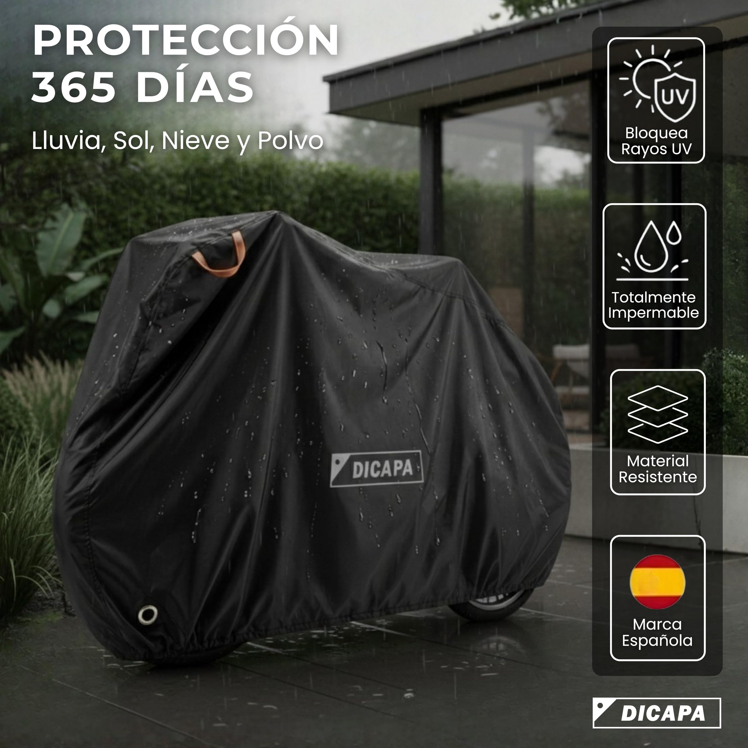 DICAPA Telo protettivo per bicicletta, impermeabile, 200 x 70 x 110 cm, con maniglie, fori di sicurezza antifurto e chiusura regolabile, materiale impermeabile e robusto.