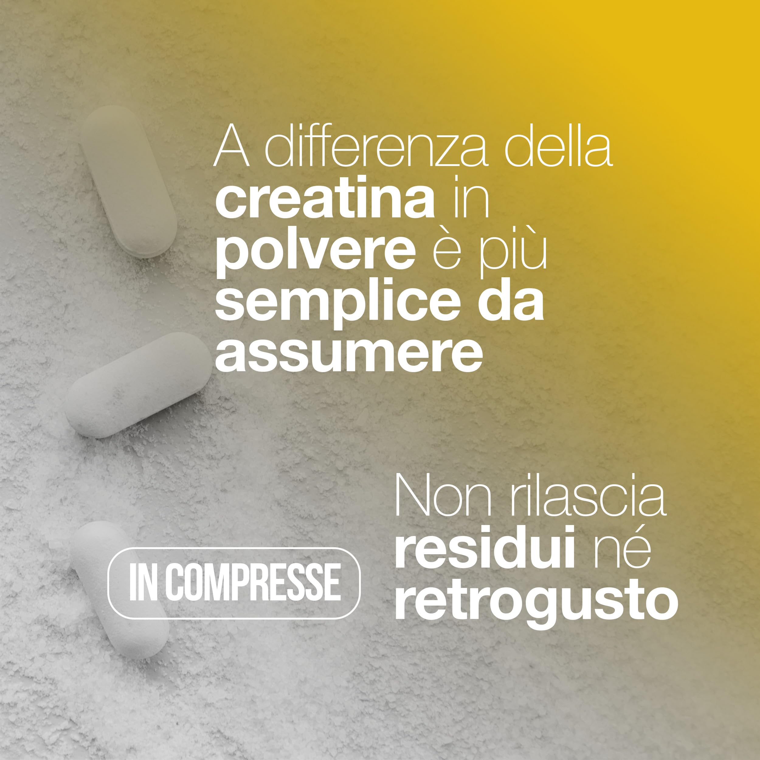 Creatina Monoidrata 120 Compresse da 3000mg di Creatin Pura per dose. Creatine Monohydrate per Massa Muscolare e Boost Energetico. Creatina Pre e Post Workout. Creatina Made in Italy, 100% Vegan