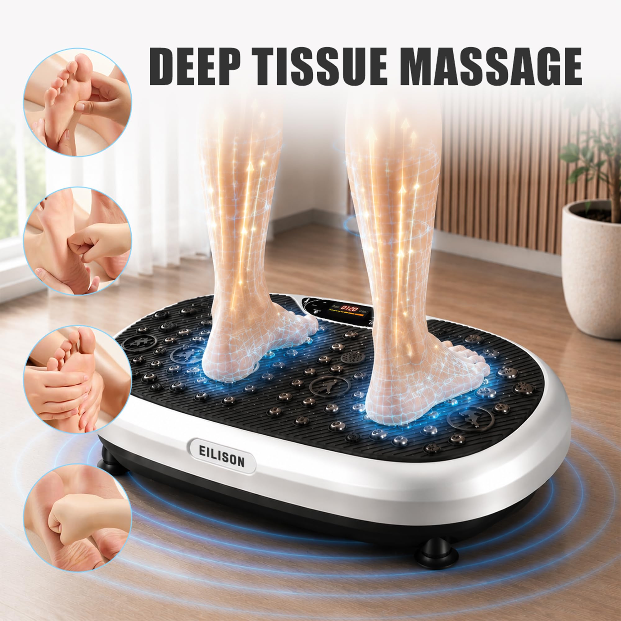 EILISON FitMaxx - Máquina de ejercicio con placa de vibración 3D XL, plataforma de vibración para todo el cuerpo con bandas de bucle, máquina de drenaje linfático para pérdida de peso, moldeado