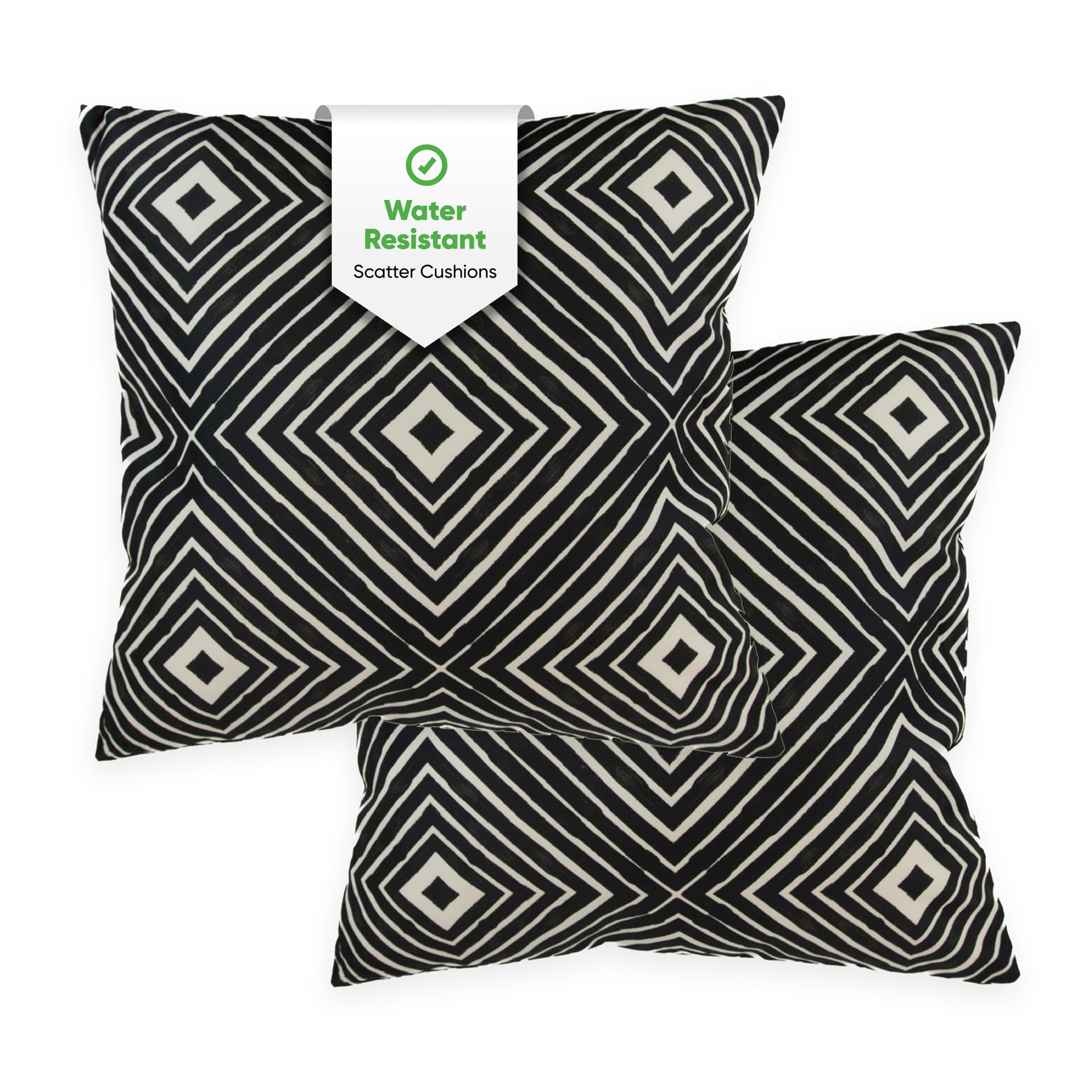 Gardenwize Aztec Diamond Pack Of 2 Outdoor Scatter Cushions – Design Garden Furniture Cushions, Weather Resistant Decorative Pillows, Includes 2 Covers & 2 Cushion Inserts
