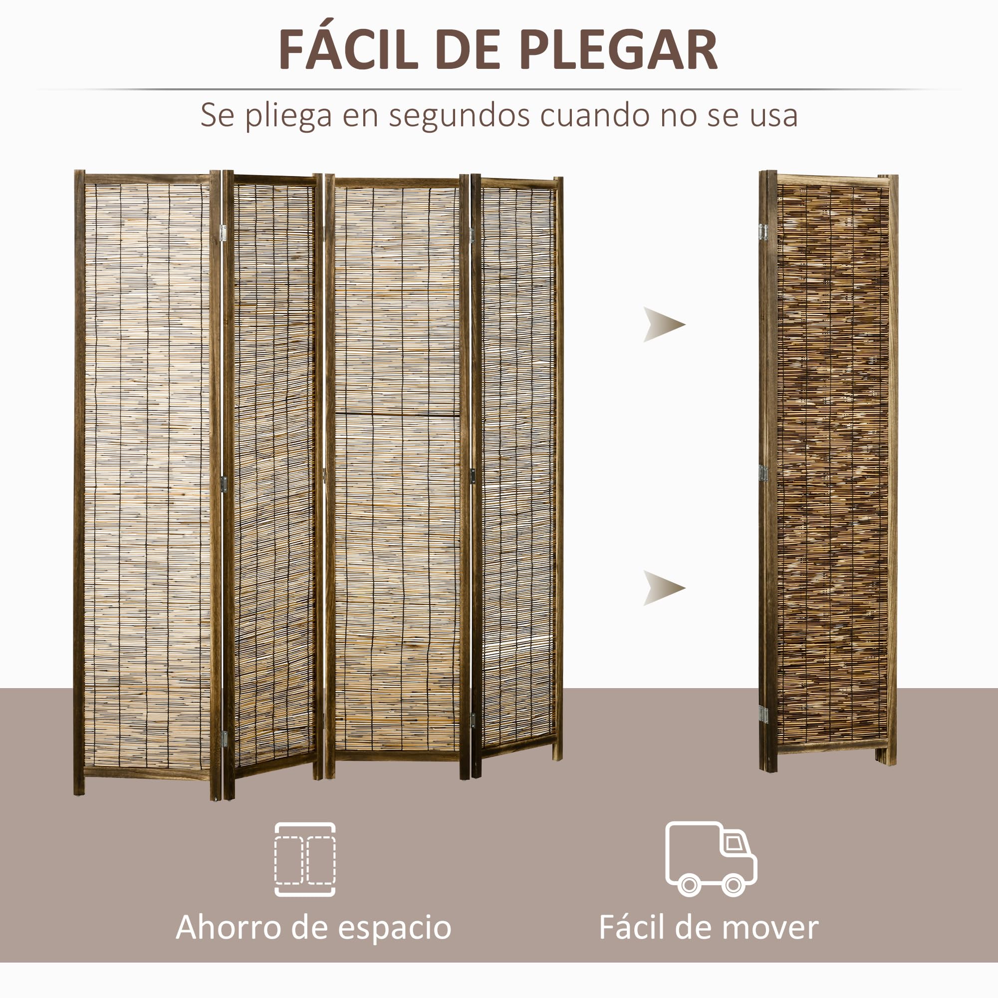 HOMCOM Divisorio a 4 pannelli, 5,5 ft, privacy portatile, carbonizzato