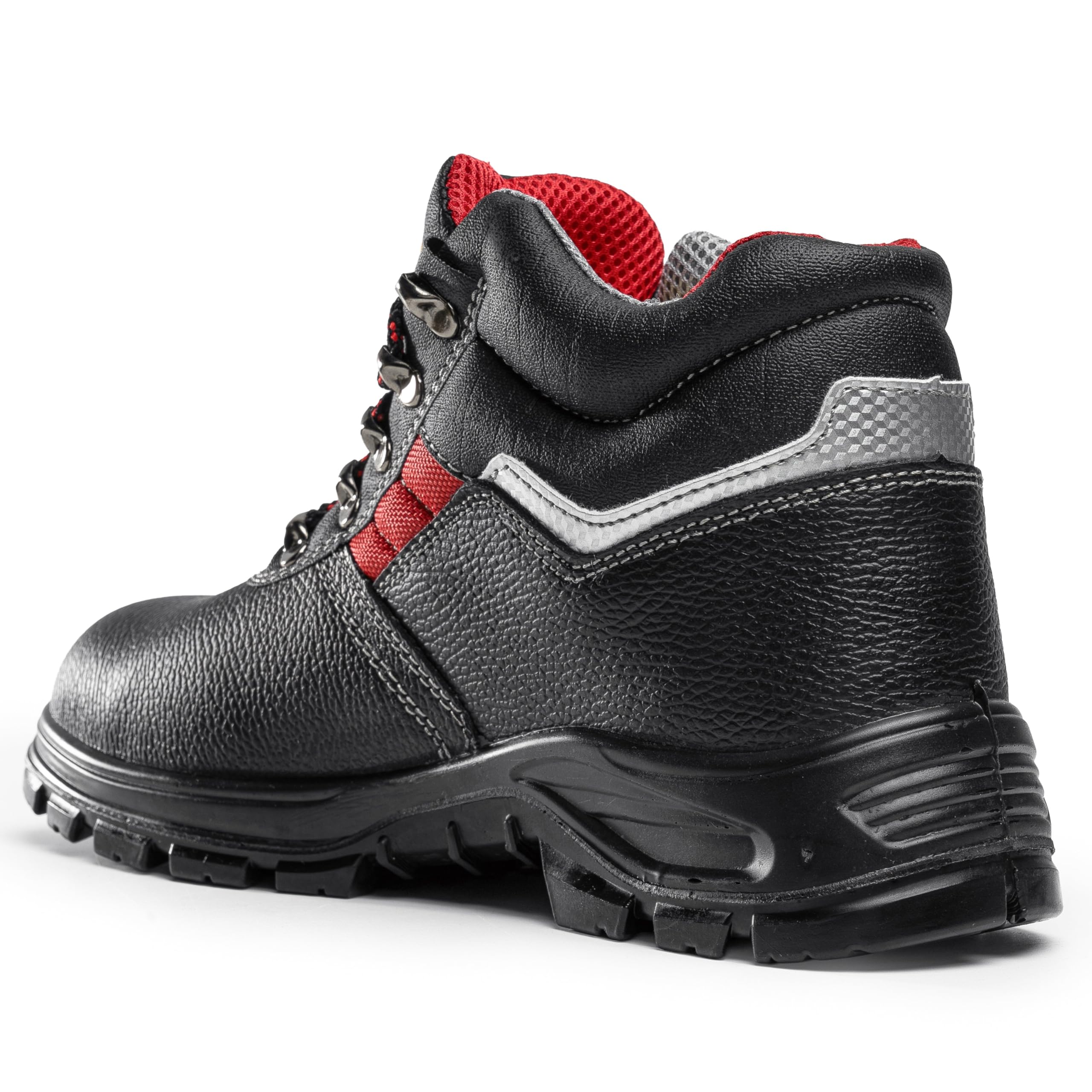 BLACK HAMMER Bottes de sécurité en cuir noir pour homme S3 SRC Embout en acier Bottines de travail 5993
