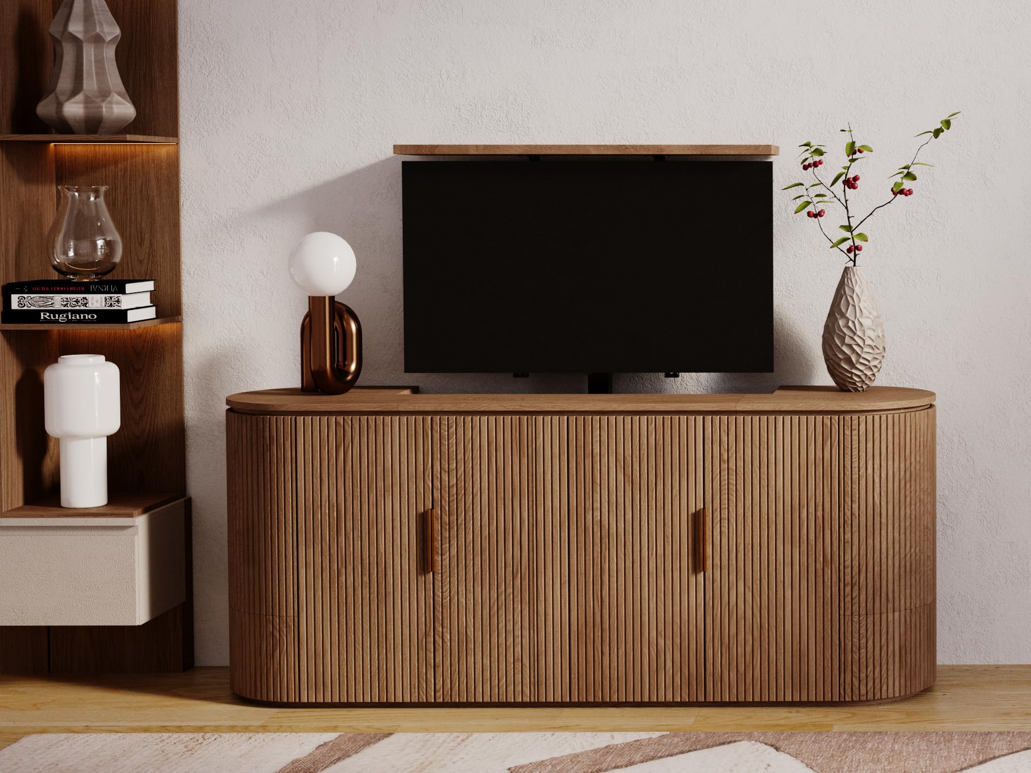 SABAJ M&D K-1 Eco Soporte TV motorizado Elevador escamoteable para TV 20–55 Pulgadas hasta 60kg, elevación 725-1477 mm