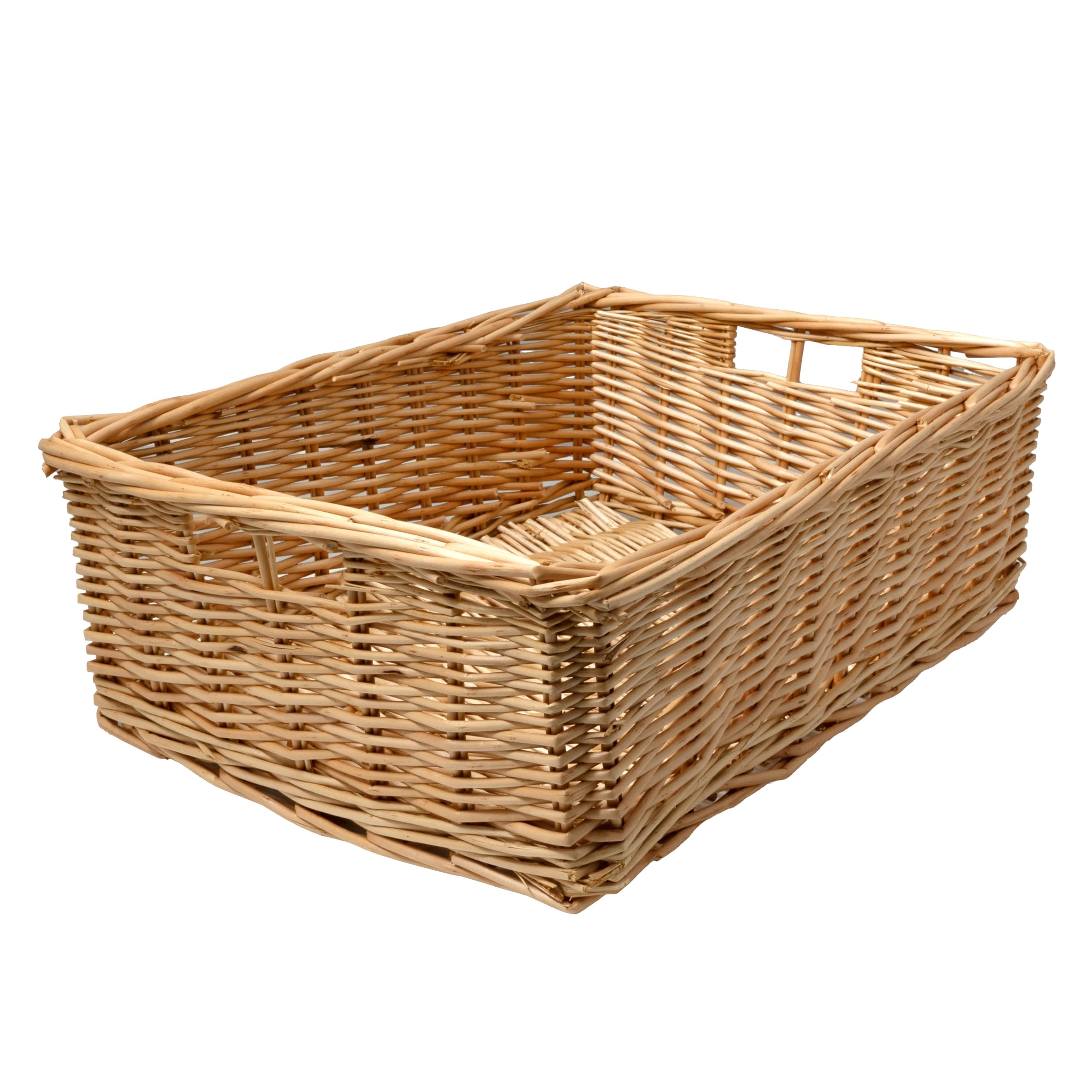Arthur Cameron - Rectangular Shallow Wicker Storage Tray - Hand-woven by skilled artisans in Northern China, an organiser basket is the perfect home storage solution (Natural, Medium)