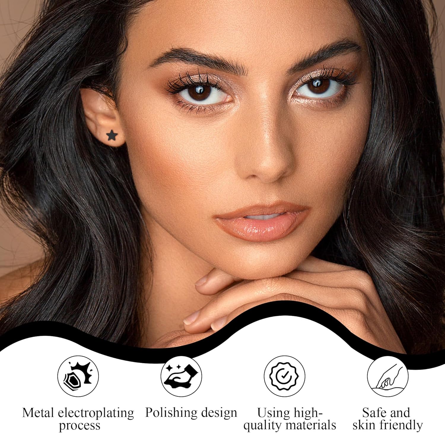 ZDE Women Earrings Threadless Flat Back Star Earrings Titanium Hypoallergenic Cartilage Non-Nickel Pink Push Back Earrings Studs for Sensitive Ears Simple Classic Earstuds - Image 5