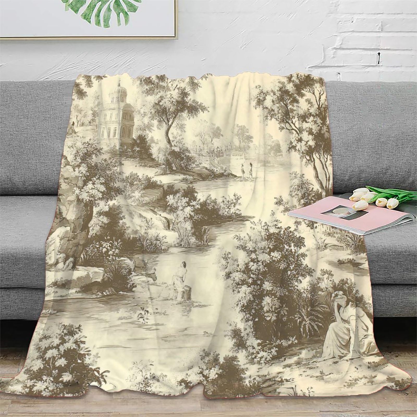 Jeté de canapé microfibre paysage 3D grand plaid literie toutes saisons