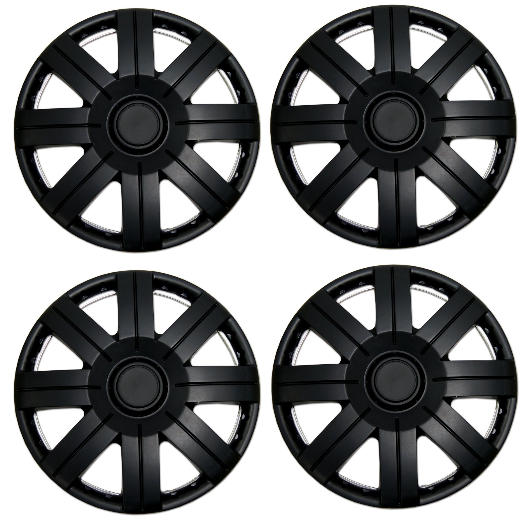 Tuningpros WC3-15-3533-B - Pack of 4 Hubcaps - 15-Inches | Black | Style 533 Style Snap-On (Pop-On) Type Matte Black Wheel Covers Hub-caps — view 48