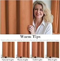 Vista 46 de H.VERSAILTEX Cortinas 100% opacas con aislamiento térmico, texturizadas, de lino, con bloqueo completo de calor y luz, para sala de estar y Negro