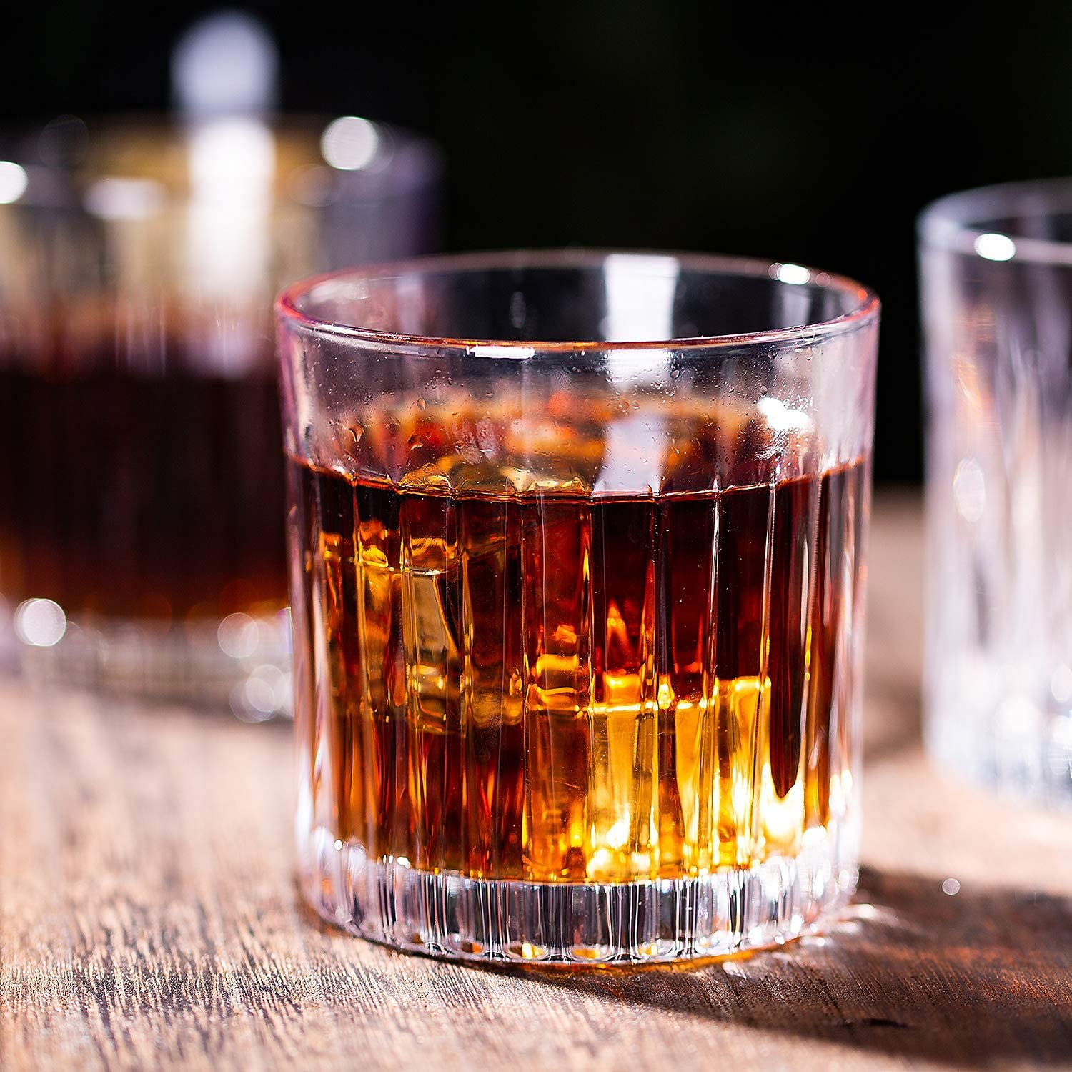 MZP Italin Premium Luxury Crystal Double Old Fashioned - Set of 4 Whiskey Glasses - Whiskey - Bourbon - Water - Beverage - Drinking Glasses - (Chutki (4)) 3