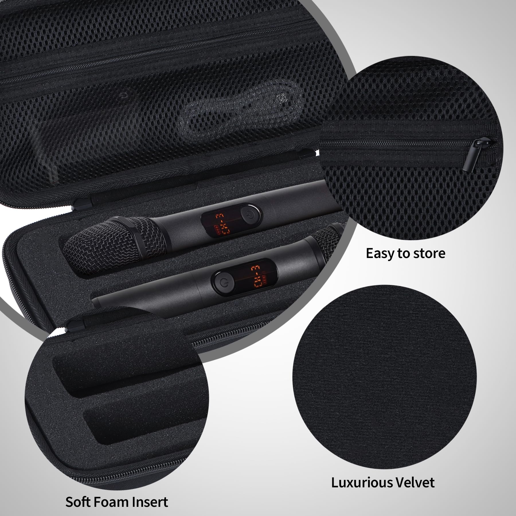 Hart Schutzhülle Kompatibel mit JBL PartyBox Wireless Mic Two Mikrofon System (Schwarz)
