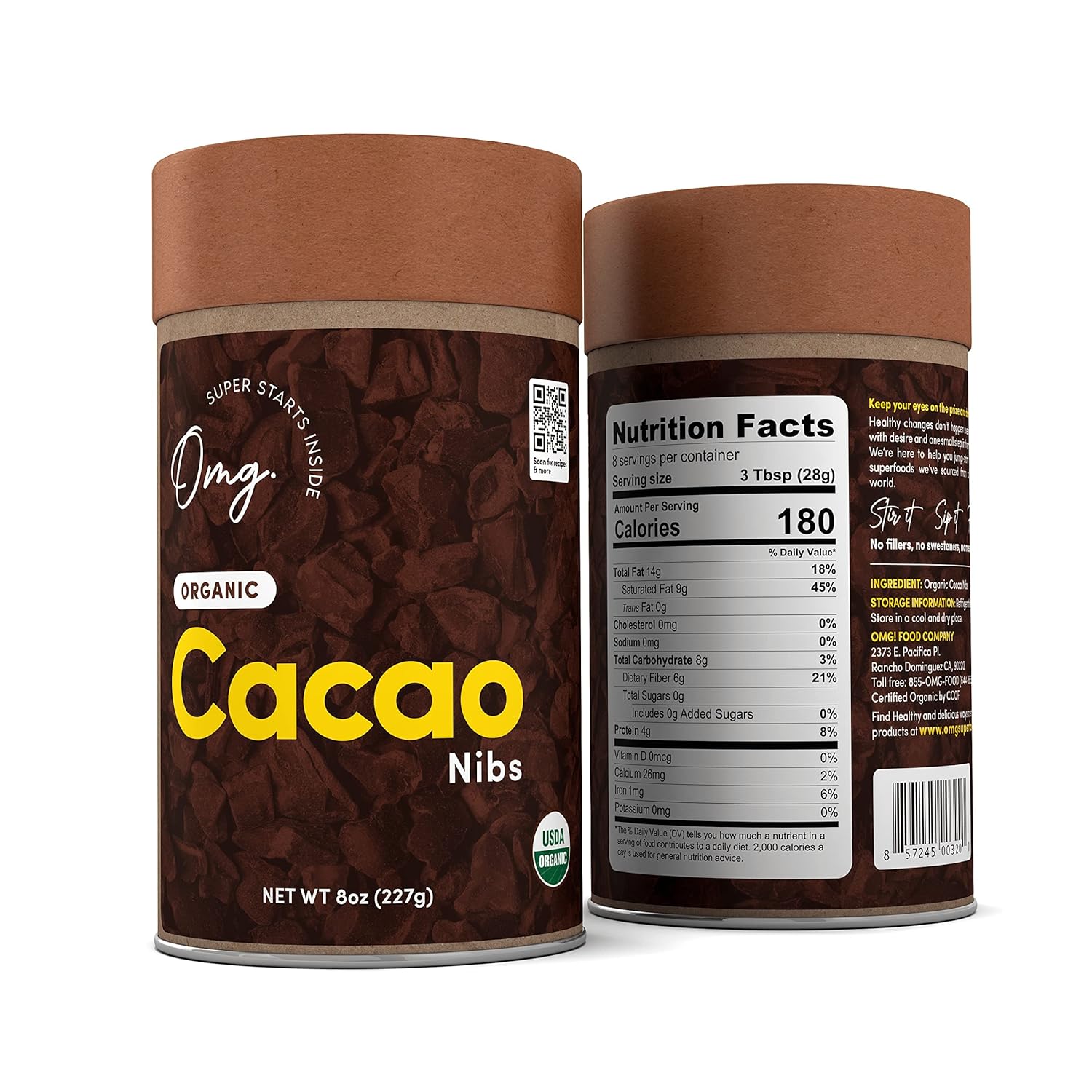 OMG! Superfoods Organic Cacao Nibs 100 Pure, USDA