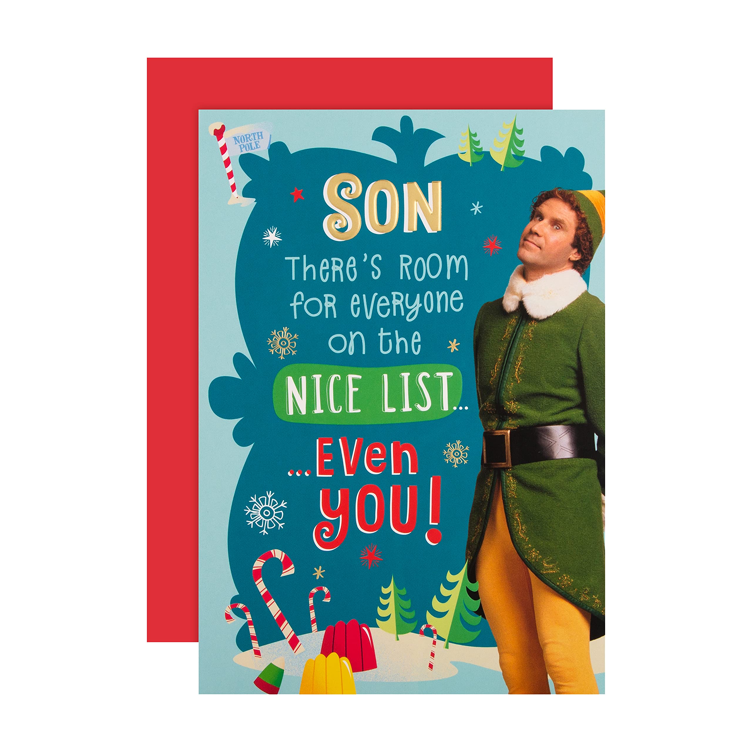 Hallmark Christmas Card for Son - Funny Warner Bros Elf Design