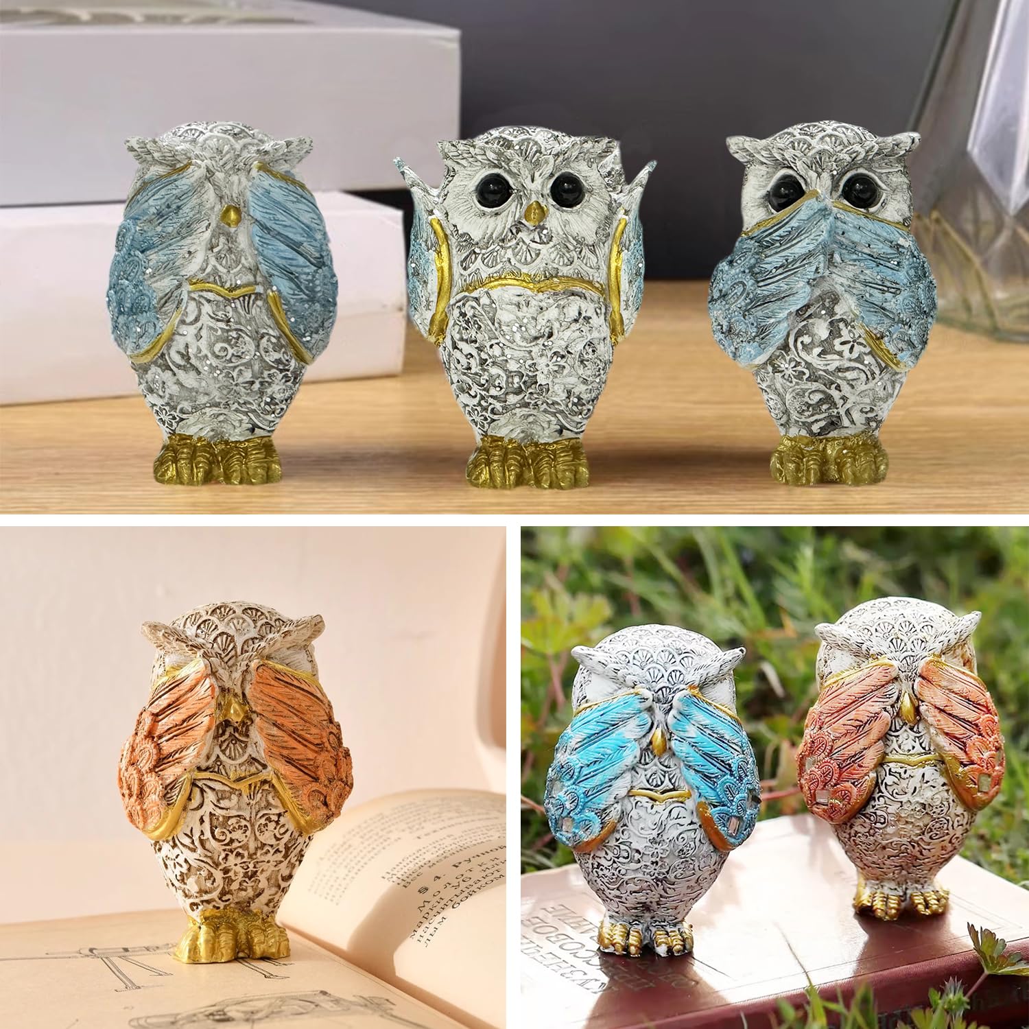 美しい装飾の花瓶とフクロウの置物セット Amazon.co.jp: 動物花瓶 樹脂製の花瓶飾りフラワーベース