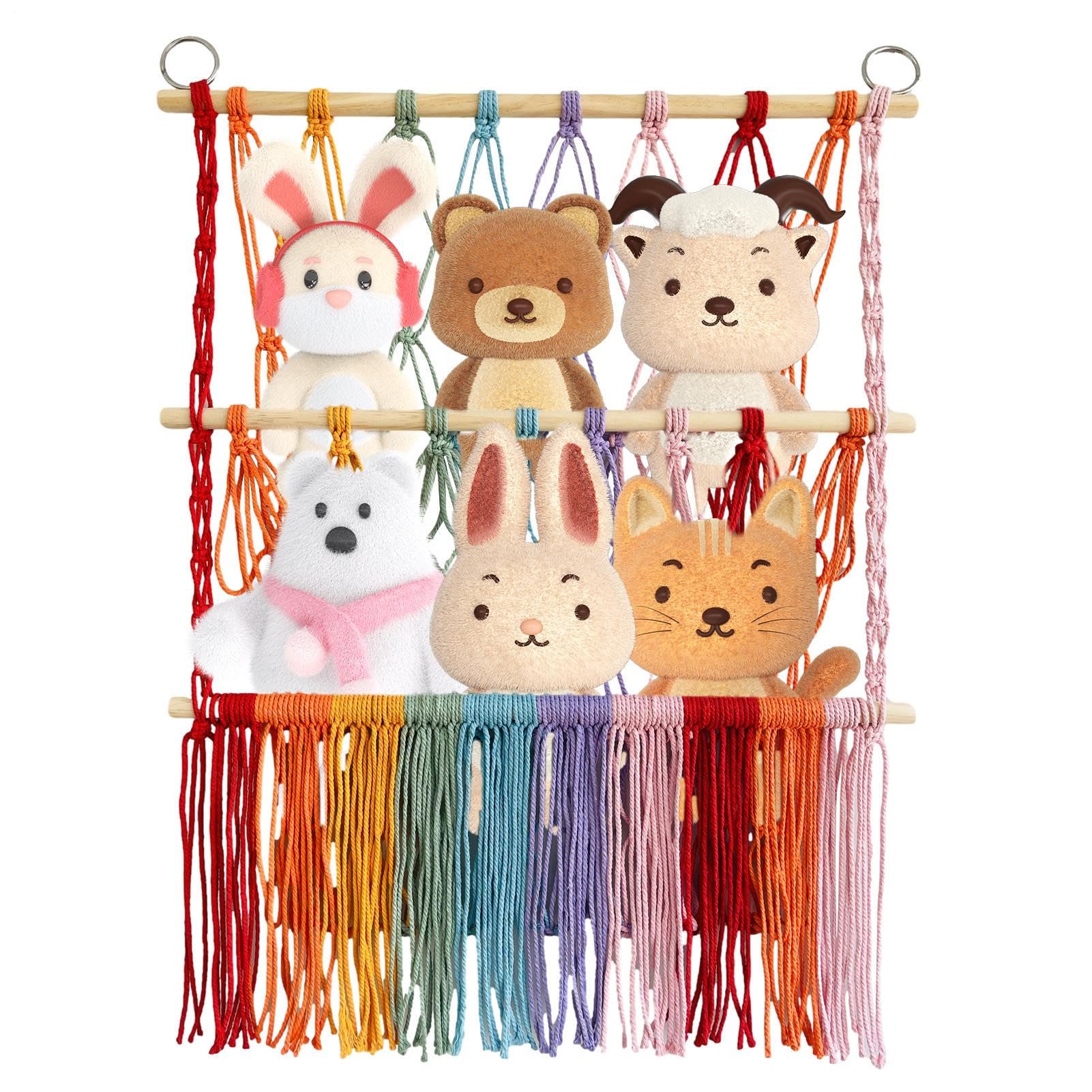 Porta peluches infantil de cuerda de algodón para un dormitorio lleno de magia