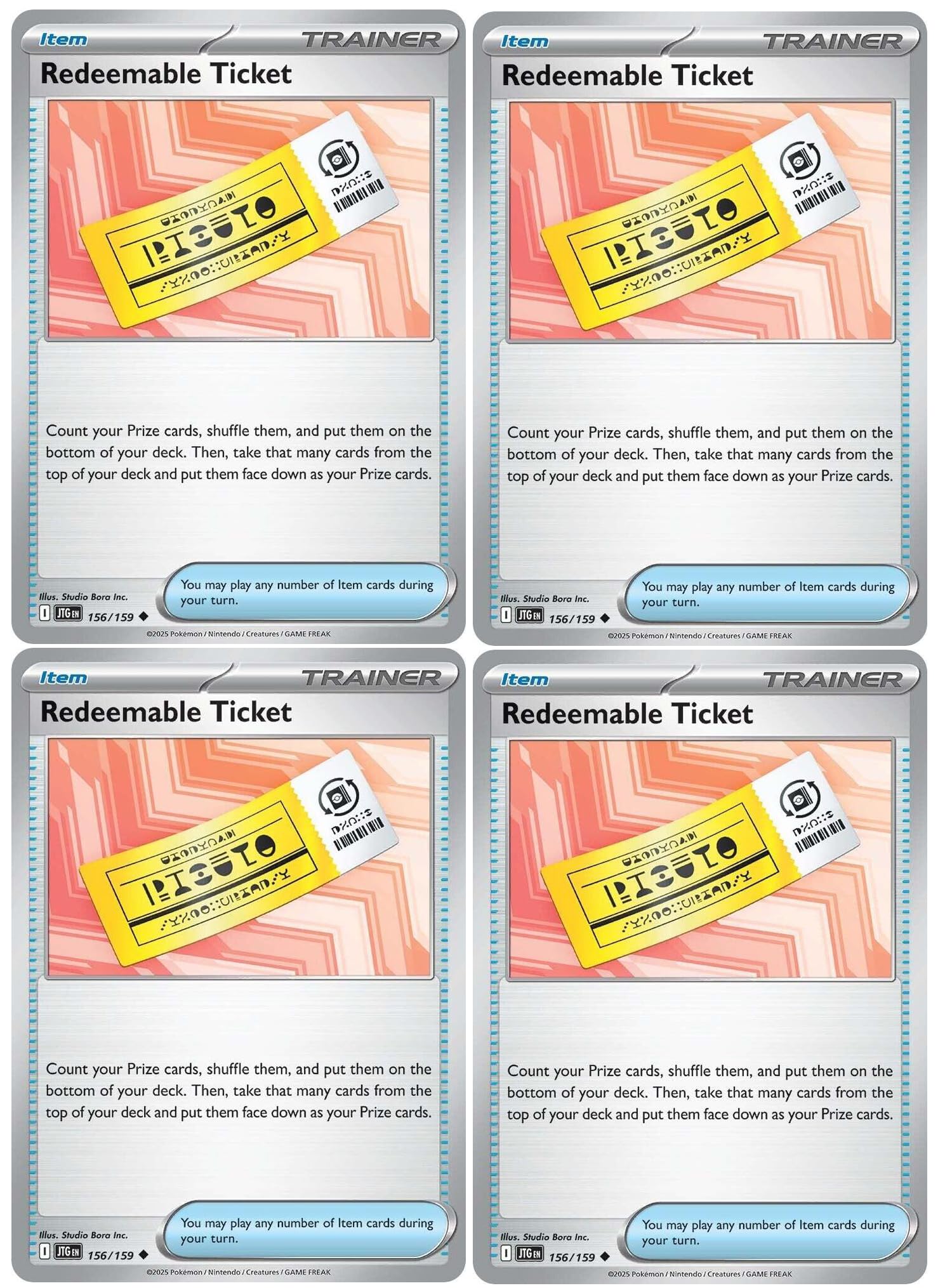 Redeemable Ticket 156 159 Journey Together Pokemon Trainer Playset x4 Card Lot