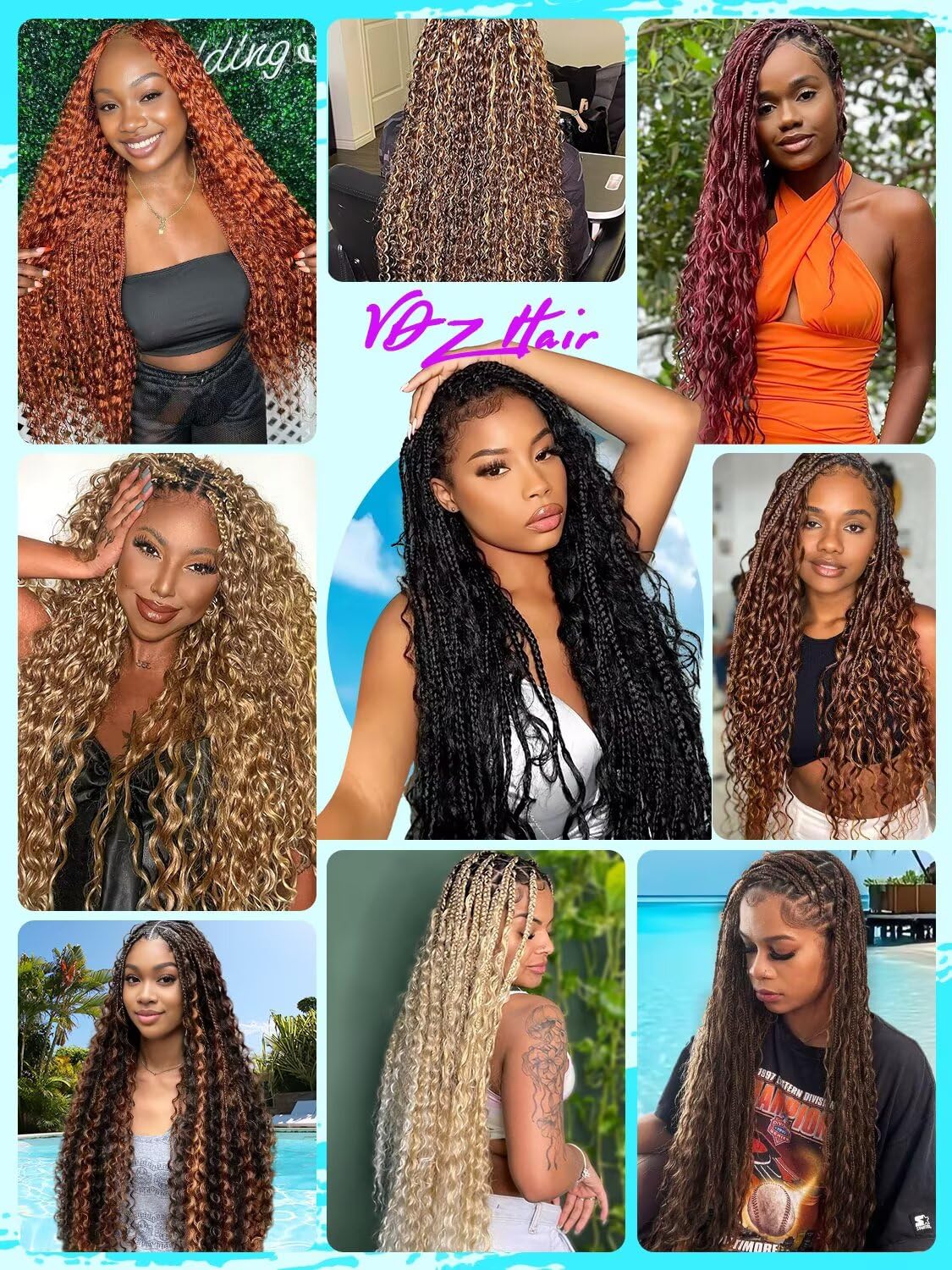 20 Inch Human Hair Extensions 5 Bundles Deep Wave Boho Braiding Hair Chocolate Brown Human Braiding Hair Deep Wave Bulk, 4# Color  main image 4